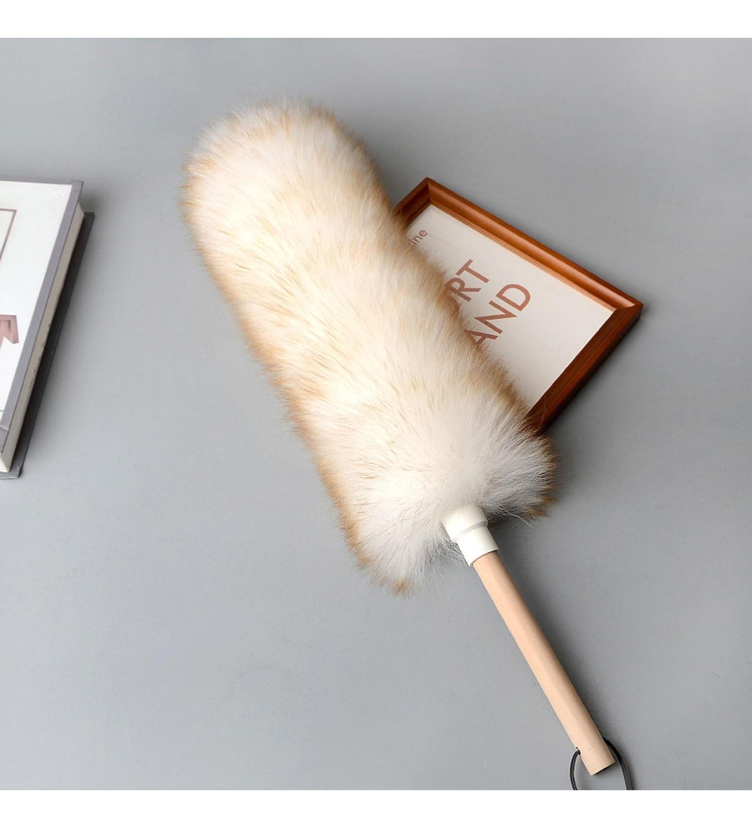 FCSHFC Lambswool Dusters for Cleaning with Solid Wooden Handle Anti-Static Reusable Feather Duster Dust Cleaner for Fan Blinds Furniture Cars(40cm) 40cm White - Buy Online on GoSupps.com