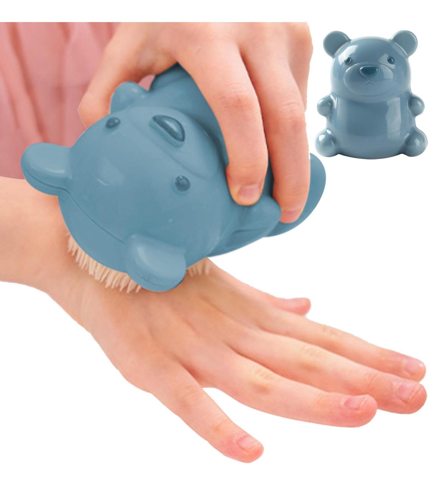 Kids Nail Brush - Scrubbing Cleaning Washing Brushes | Easy To Grip Soft Bristles Bear Nail Brush For Nails And Toes Children Blue - Buy Online on GoSupps.com