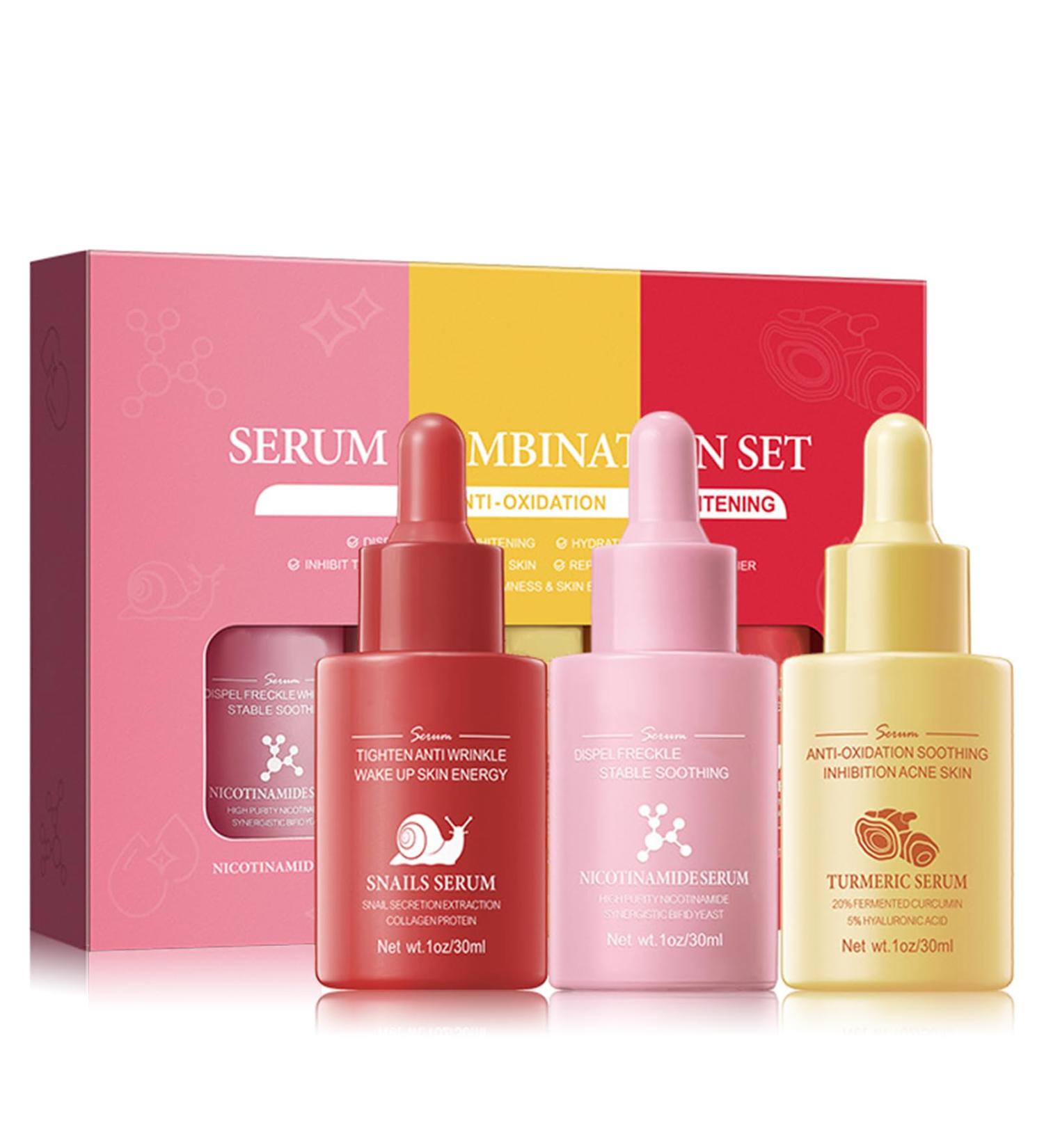 Shop Face Serum Skin Care Set | Anti-Aging Serum Kits for Women - Nicotinamide Turmeric & Snail Serums | Perfect Gifts for Birthdays Christmas & Anniversaries - Buy Online on GoSupps.com