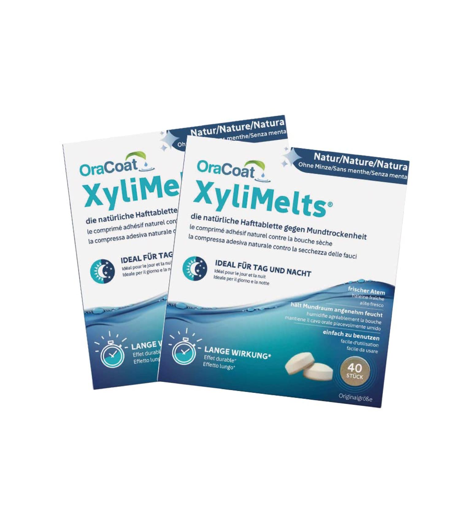 OraCoat XyliMelts 80 Adhesive Tablets Against Dry Mouth Discreet Can be Used during Sleep Vegan Mint Free - Buy Online on GoSupps.com