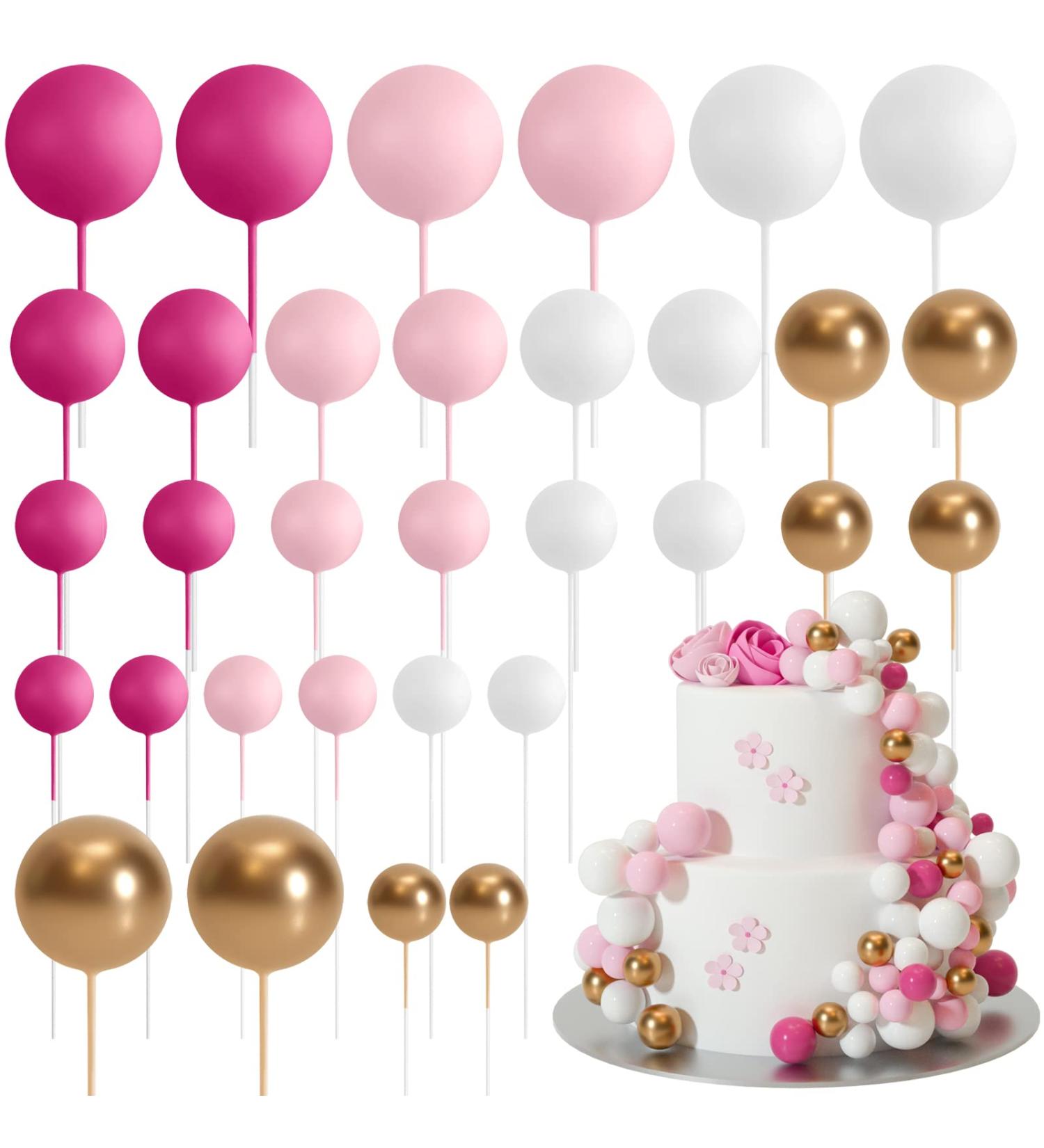 Astaron 32-Piece Pink Gold Cake Topper Set | Mini Balloons & Rabbit Decorations for Weddings Baby Parties & Birthdays - Buy Online on GoSupps.com