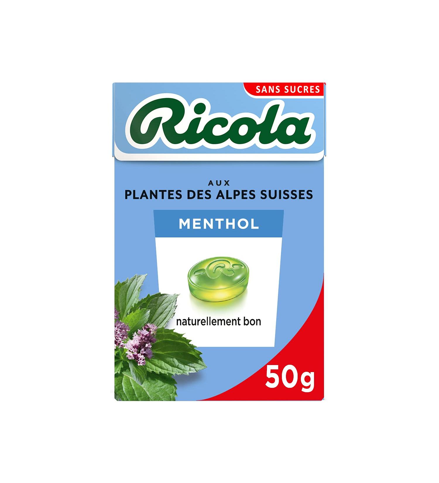 Ricola - Swiss Plant Sweets - Menthol Fragrance - Beneficial and Extra Fresh - Sugar Free - Box of 50g - Buy Online on GoSupps.com
