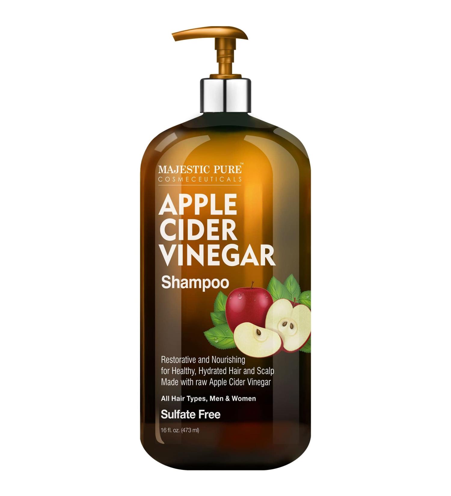 Majestic Pure Apple Cider Vinegar Shampoo - Restores Shine, Reduces Itchy Scalp & Dandruff - Sulfate-Free Formula for All Hair Types - 16 fl oz - Buy Online on GoSupps.com