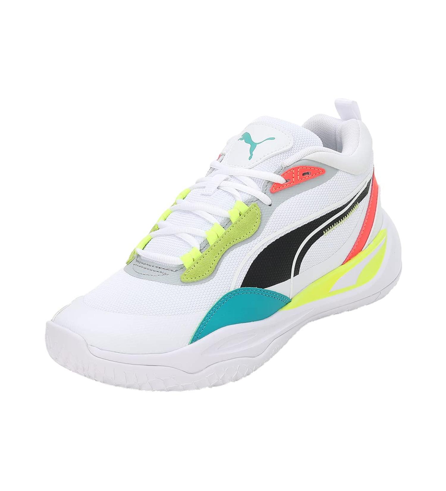 PUMA Unisex Playmaker Pro Basketball Shoe - 46 EU | Puma White Fiery Coral | International Shipping Available - Buy Online on GoSupps.com