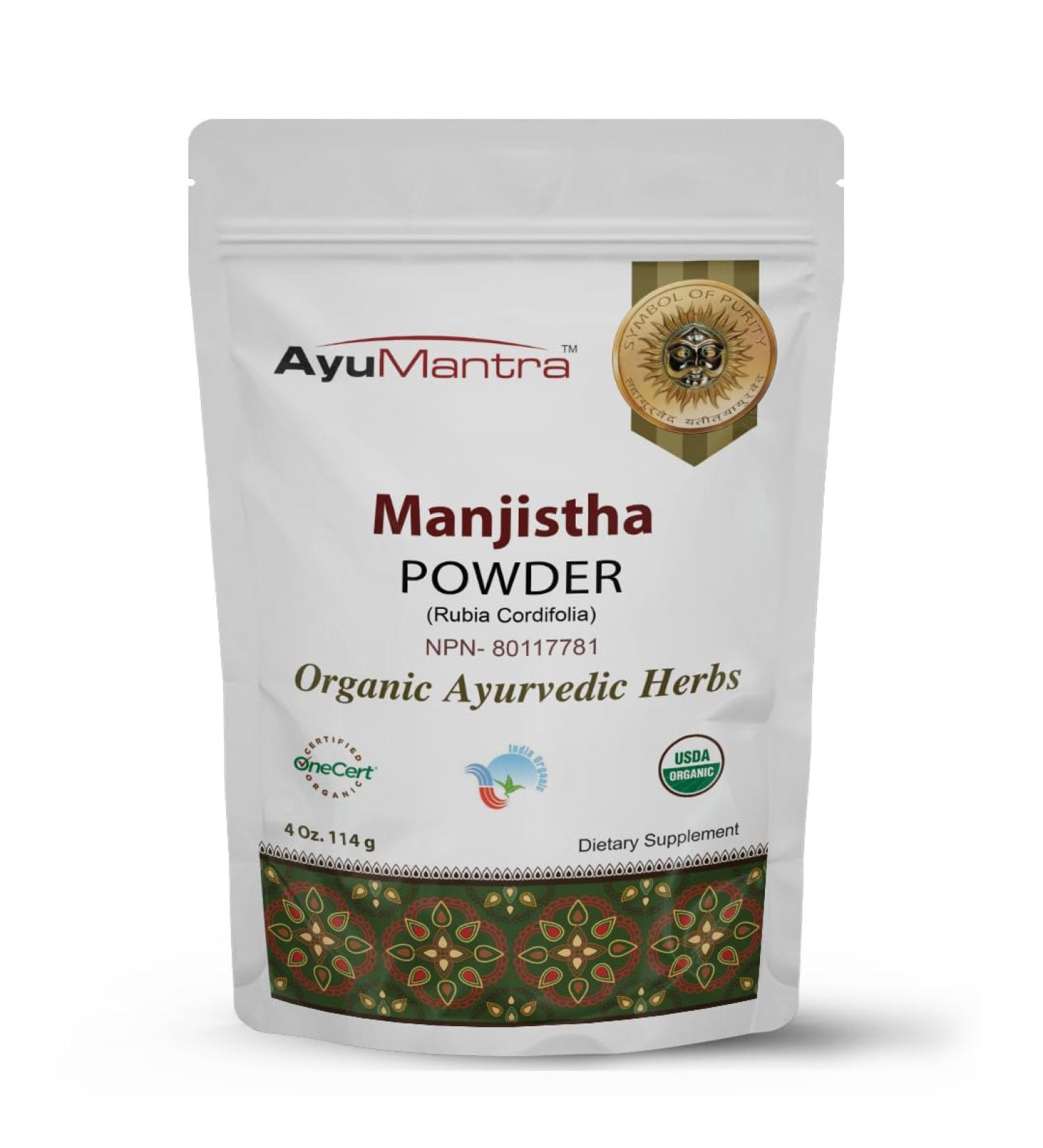AyuMantra Organic Manjistha (Rubia cordifolia) Powder -Rejuvinate skin- 114 gms / 4oz - Buy Online on GoSupps.com