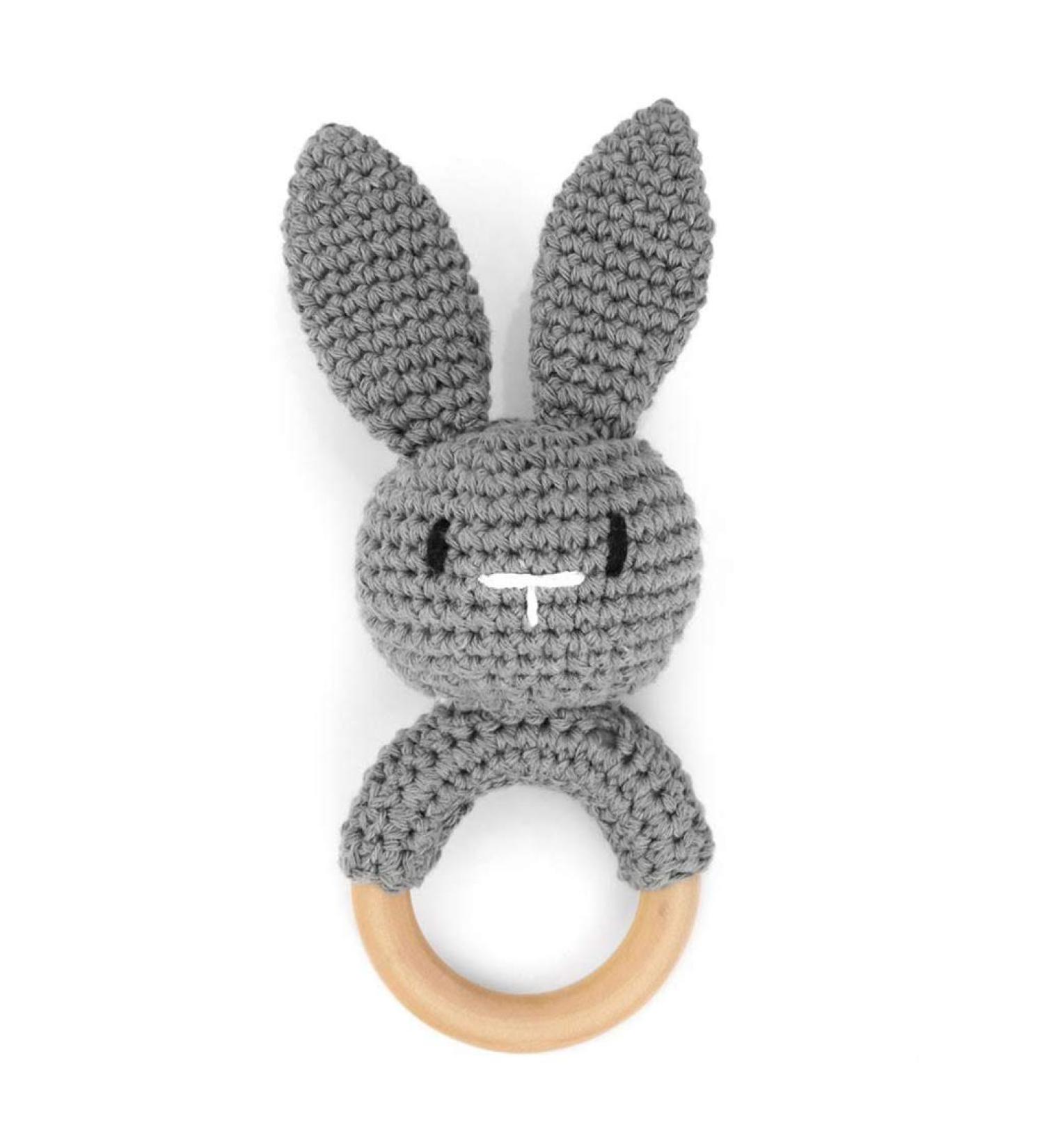 Shop Ncbvixsw Baby Wood Pouring Ring | Crochet Bunnies Rattles & Pacifier Bracelet - Safe Teething Toys for Newborns - Buy Online on GoSupps.com