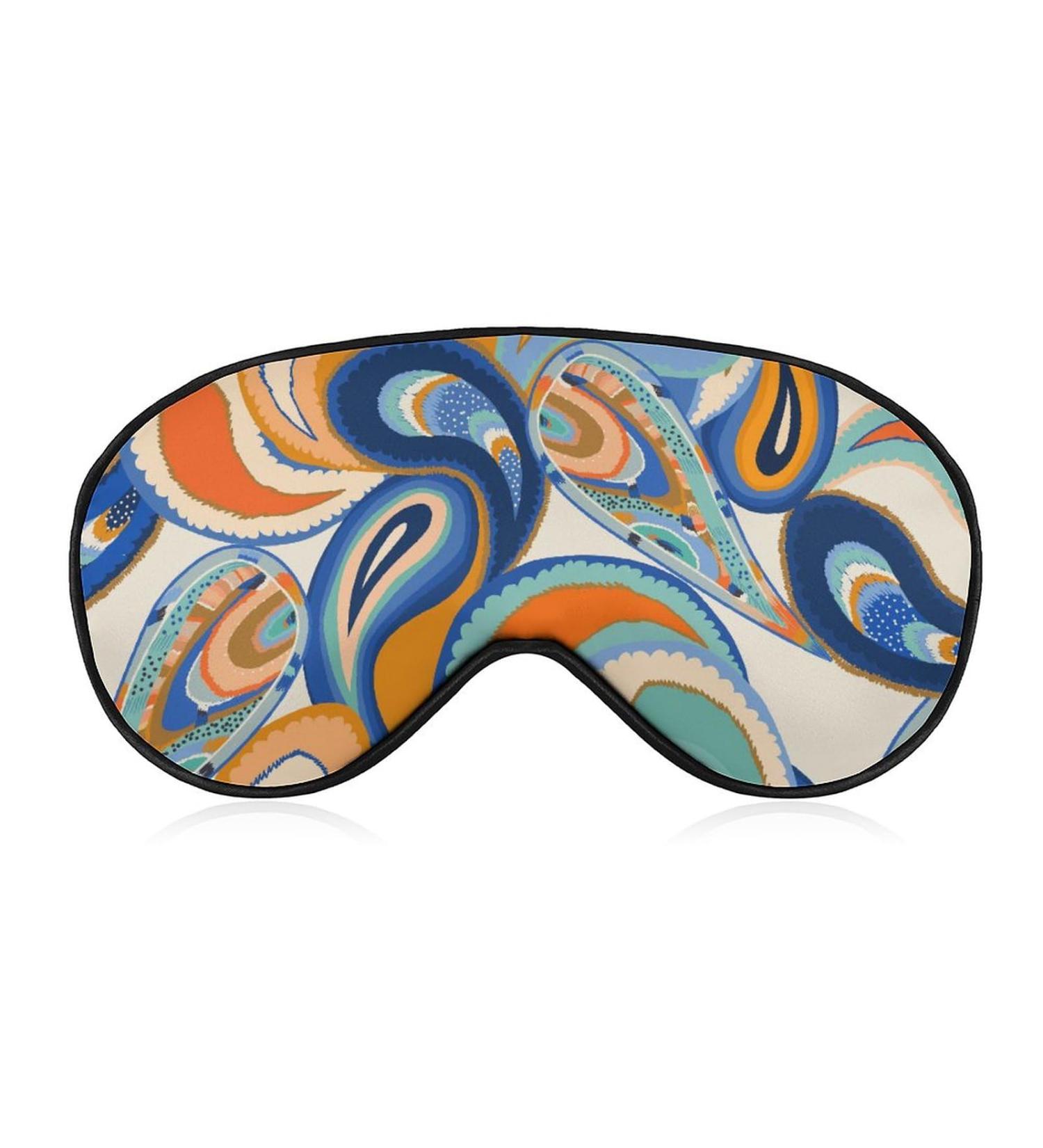 LynaRei Ethnic Orange Blue Paisley Sleep Mask for Full Night's Sleep and Travel - Style-4 - Buy Online on GoSupps.com