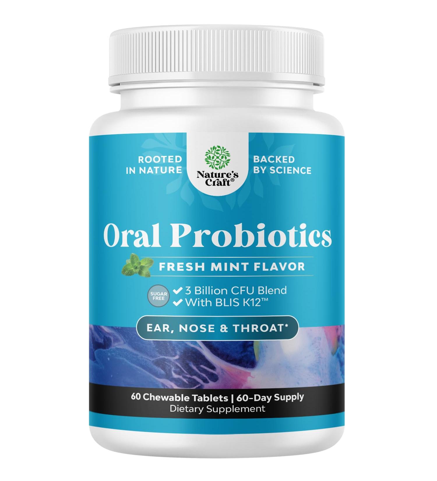 Oral Probiotics for Teeth and Gums - Minty Fresh BLIS K12 Oral Probiotics for Mouth Bad Breath Dry Mouth and Dental Health Support with 3 Billion CFU - Chewable Xylitol Lozenges Mint Flavor (60 Count) 60 Count (Pack of 1) - Buy Online on GoSupps.com
