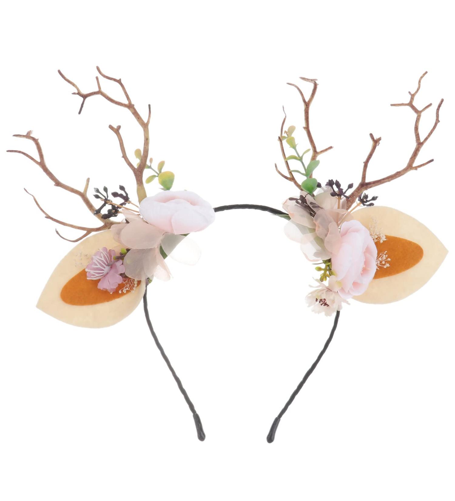 Shop Lurrose Christmas Headband - Flower Antlers & Reindeer Hairbands for Parties | Perfect Holiday Photo Prop - Buy Online on GoSupps.com