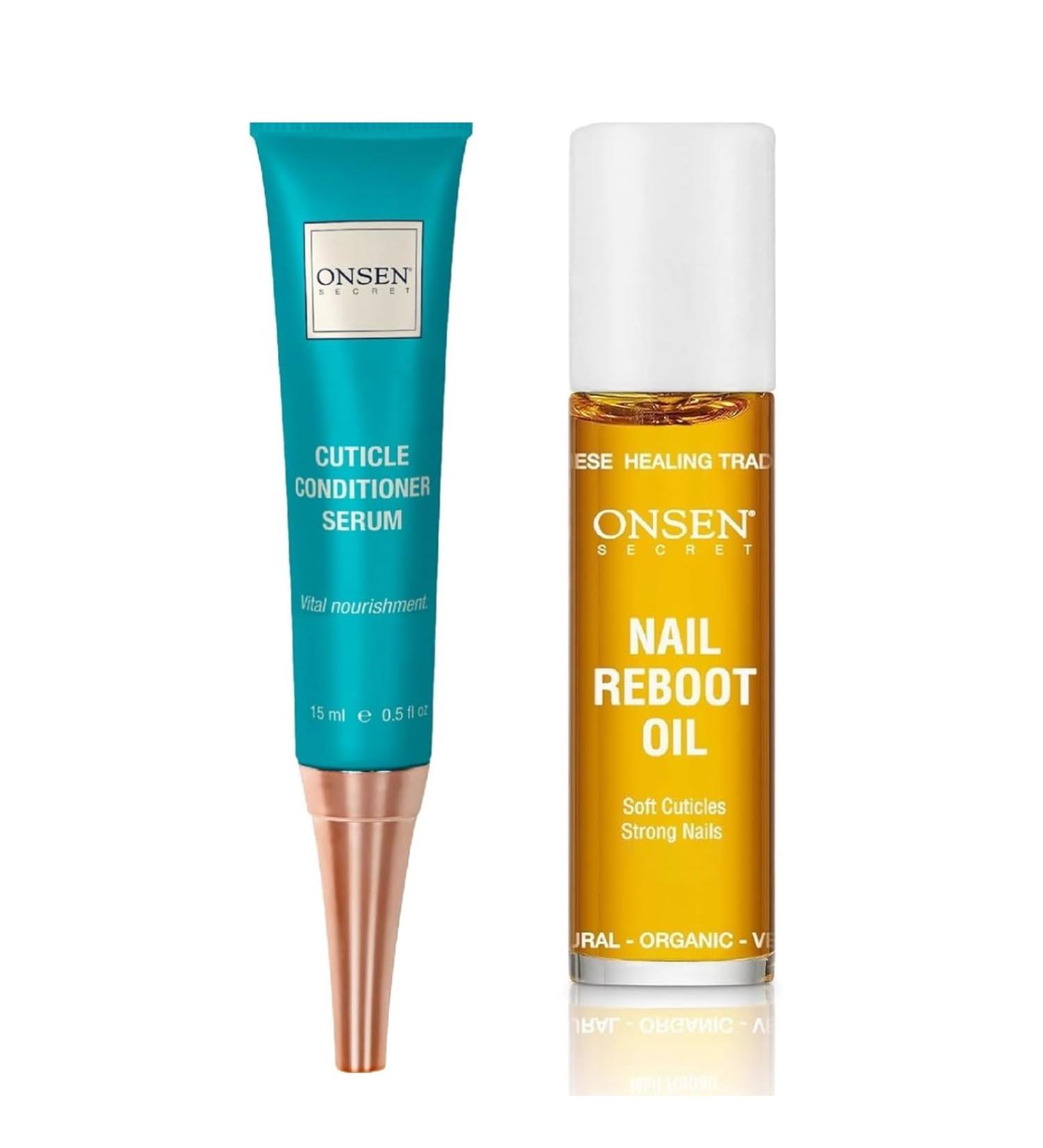 Onsen Secret Nail Reboot Duo - Natural Nail Care & Cuticle Repair Treatment for Damaged Nails - Visible Results (15ml Cream & 10ml Oil) - Buy Online on GoSupps.com