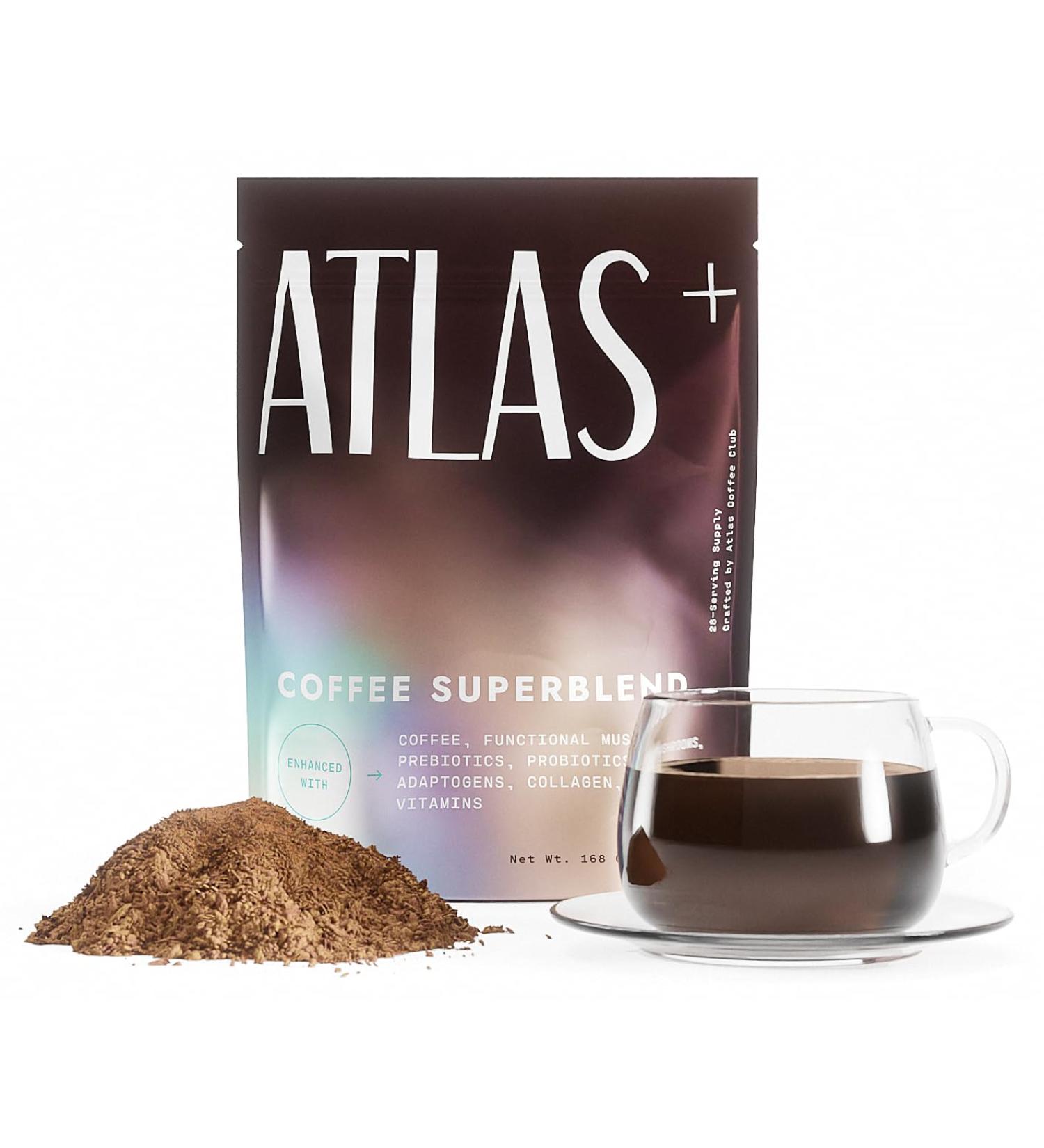 Atlas+ Coffee Superblend Premium Mushroom Coffee with Collagen Probiotics D3 & B12 Lion s Mane Reishi Cordyceps for Energy Focus Immunity & Gut Health 28 Servings (1 Bag) Coffee 1 Bag - Buy Online on GoSupps.com
