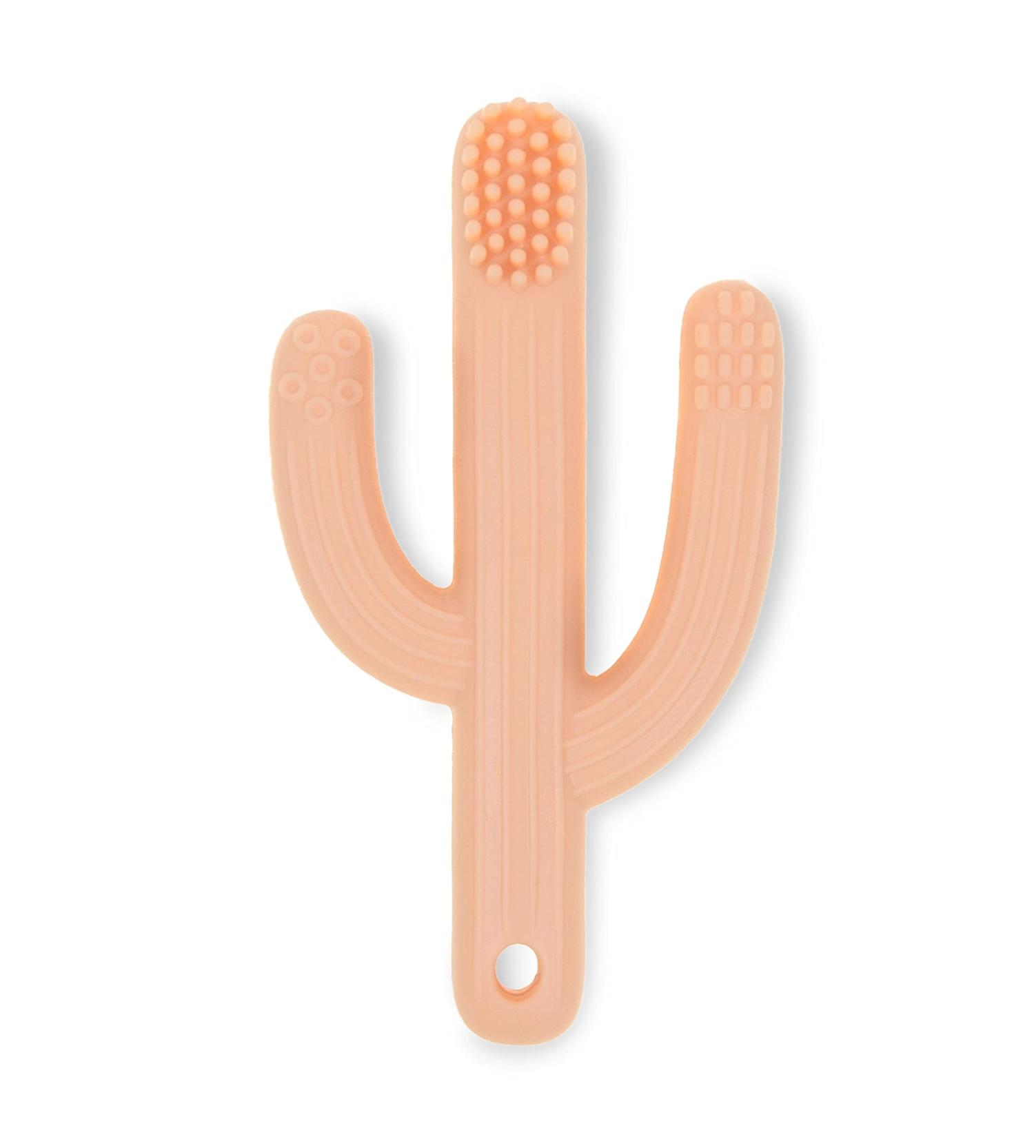 Children's Toothbrush & Cooling Teething Toy | Baby Silicone Cactus Bite Ring - Large Pink Teether for First Teeth - Buy Online on GoSupps.com