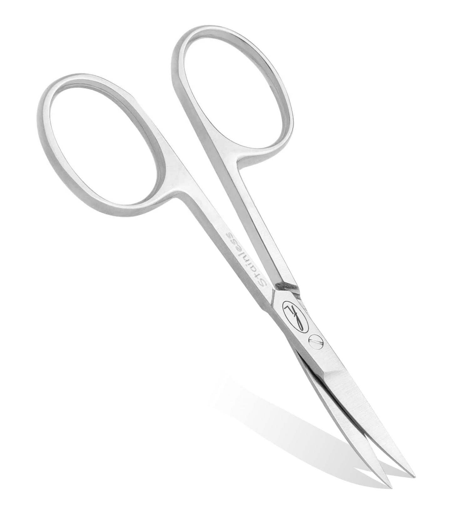 Fine Lines Stainless Steel Curved Scissor for Women & Men - Silver Manicure Scissors for Nails, Cuticles & Hair Trimming - Ideal for Manicure, Pedicure, Hair & Beard Grooming - Buy Online on GoSupps.com