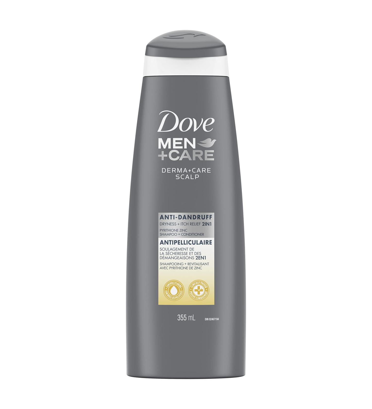 Dove Men + Care Derma+Care Scalp 2in1 Shampoo & Conditioner Anti-Dandruff Dryness + Itch Relief hair care with Pyrithione Zinc 355 ml - Buy Online on GoSupps.com