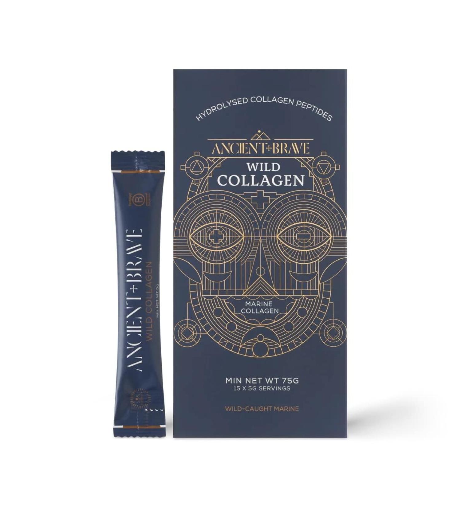 Ancient + Brave Wild Collagen Sachets 15 x 5g - Wild Caught Marine Collagen Powder - 100% Hydrolysed Collagen Peptides (Fish) - High Protein Fasting Keto - Anti-Ageing Skin Hair & Nail Health 75 g (Pack of 1) - Buy Online on GoSupps.com