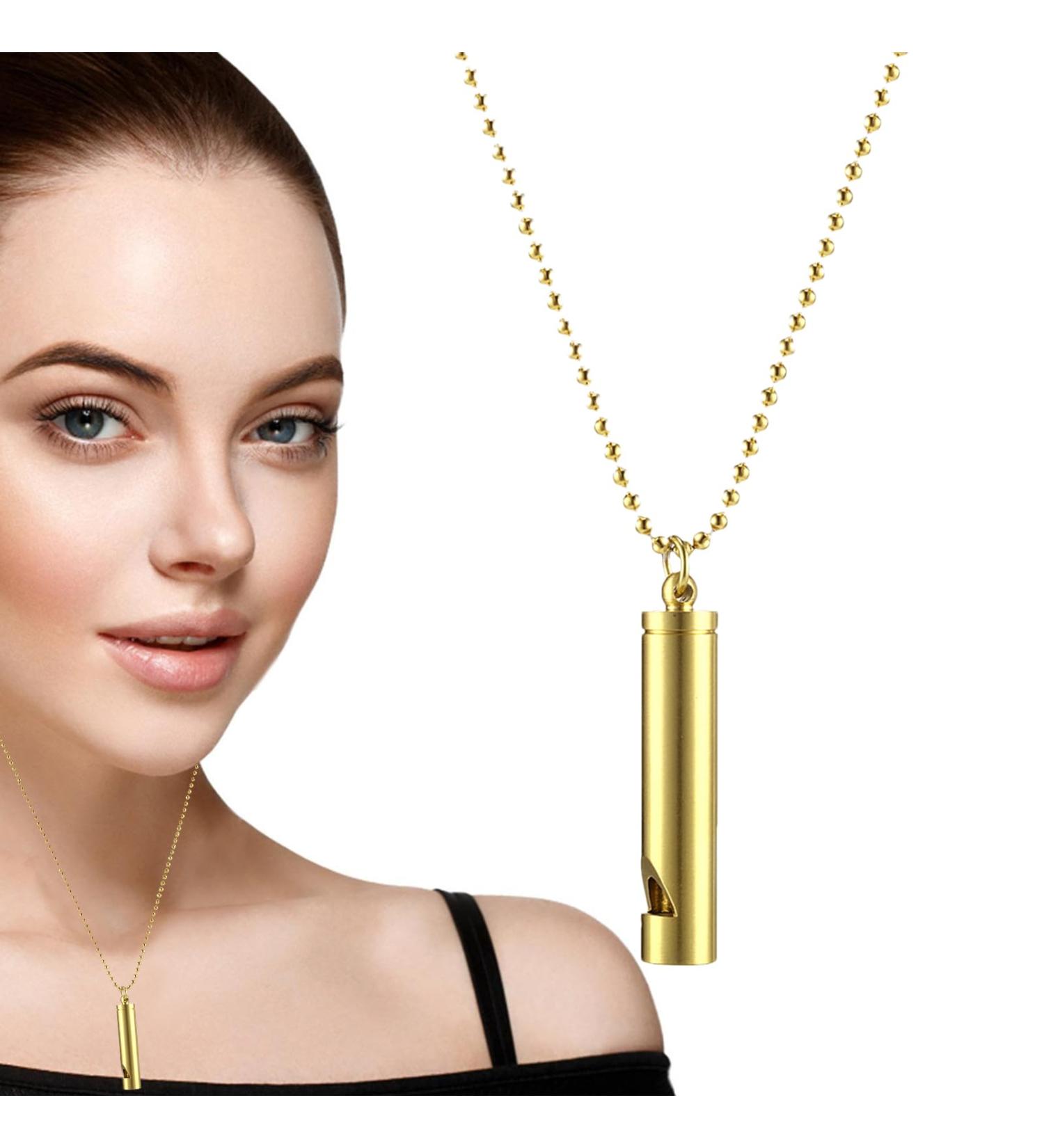 HiXip Stress Relief Necklace | Stainless Steel Anti Vaping Necklace | Calm Stress Spiritual Meditation Necklace for Habitual Breath Practice Breathwork Stress Relief Gold - Buy Online on GoSupps.com