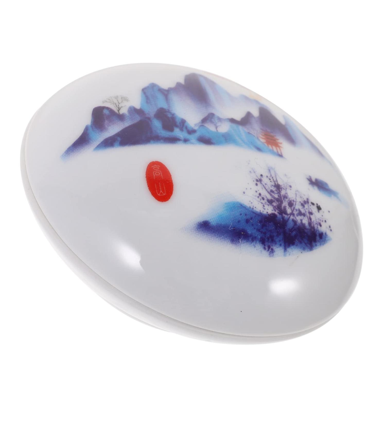 Ipetboom Ink Pad Box Toiletry Containers Red Ink Cosmetic Travel Container Rustic Home Decor Red Finger Ink Pad Container with Lid Thumb Impression Pad White Tea Bag Ceramics Seal - Buy Online on GoSupps.com