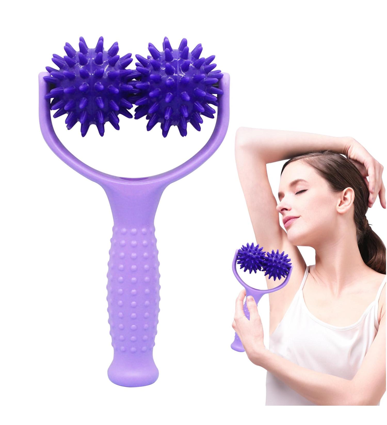 Massage Balls Scooter & Roller - Self-Massage Tool for Back Legs Feet & Muscle Pain Relief - Purple - Buy Online on GoSupps.com