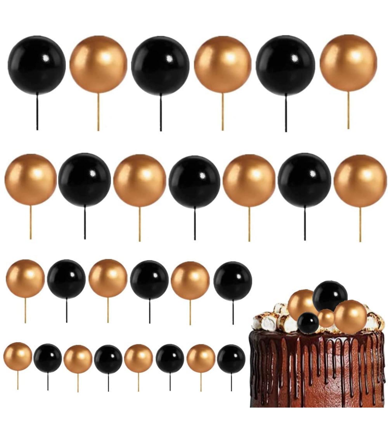 24 Pack Balls Cake Topper Round Ball Cake Topper Mini Balloon Cake Topper Pearl Balls Cake Topper Baking Decoration for Birthday Party Wedding Baby Shower Anniversary Graduation - Buy Online on GoSupps.com