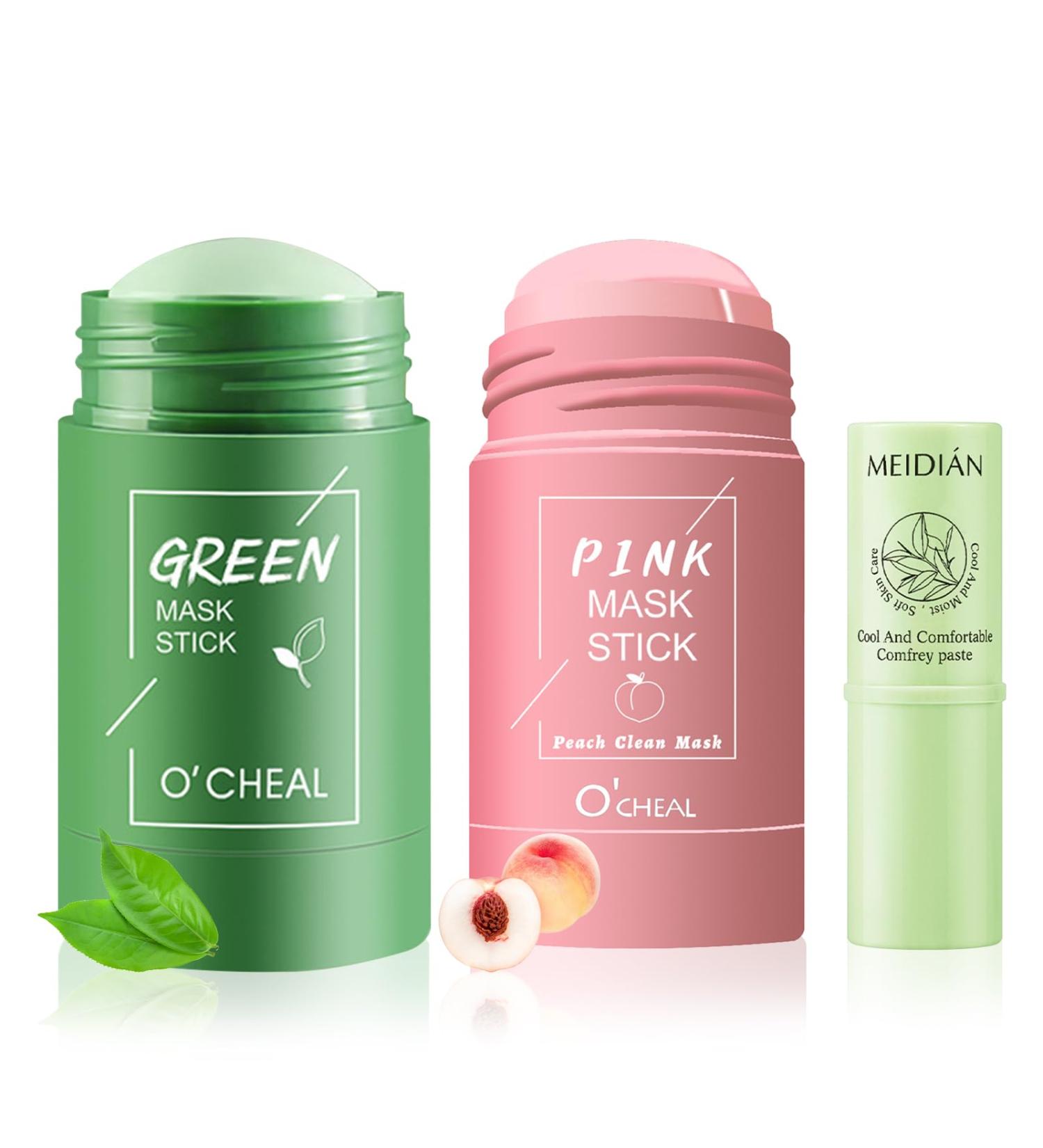 QJFHURB Green Stick 2 pieces Green Mask Stick Green Stick Green Stick Blackheads Honey Peach Greenstick Mask Stick Green Tea Mask Green Tea Mask Green Tea Deep Cleansing Blackhead with 1 cool - Buy Online on GoSupps.com