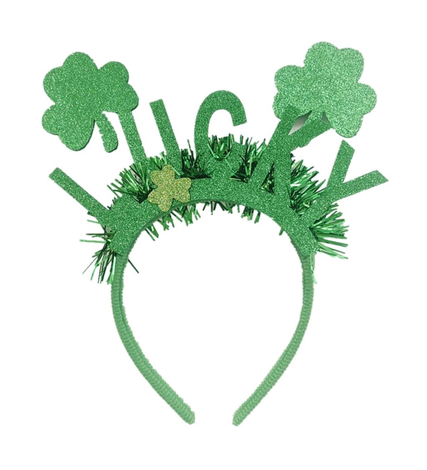 hgnxa Saint Patricks Day Green Glitter Tinsel Headband Head Bopper Irish Party Lucky Shamrock Hair Hoop Costume Accessory Type1 - Buy Online on GoSupps.com