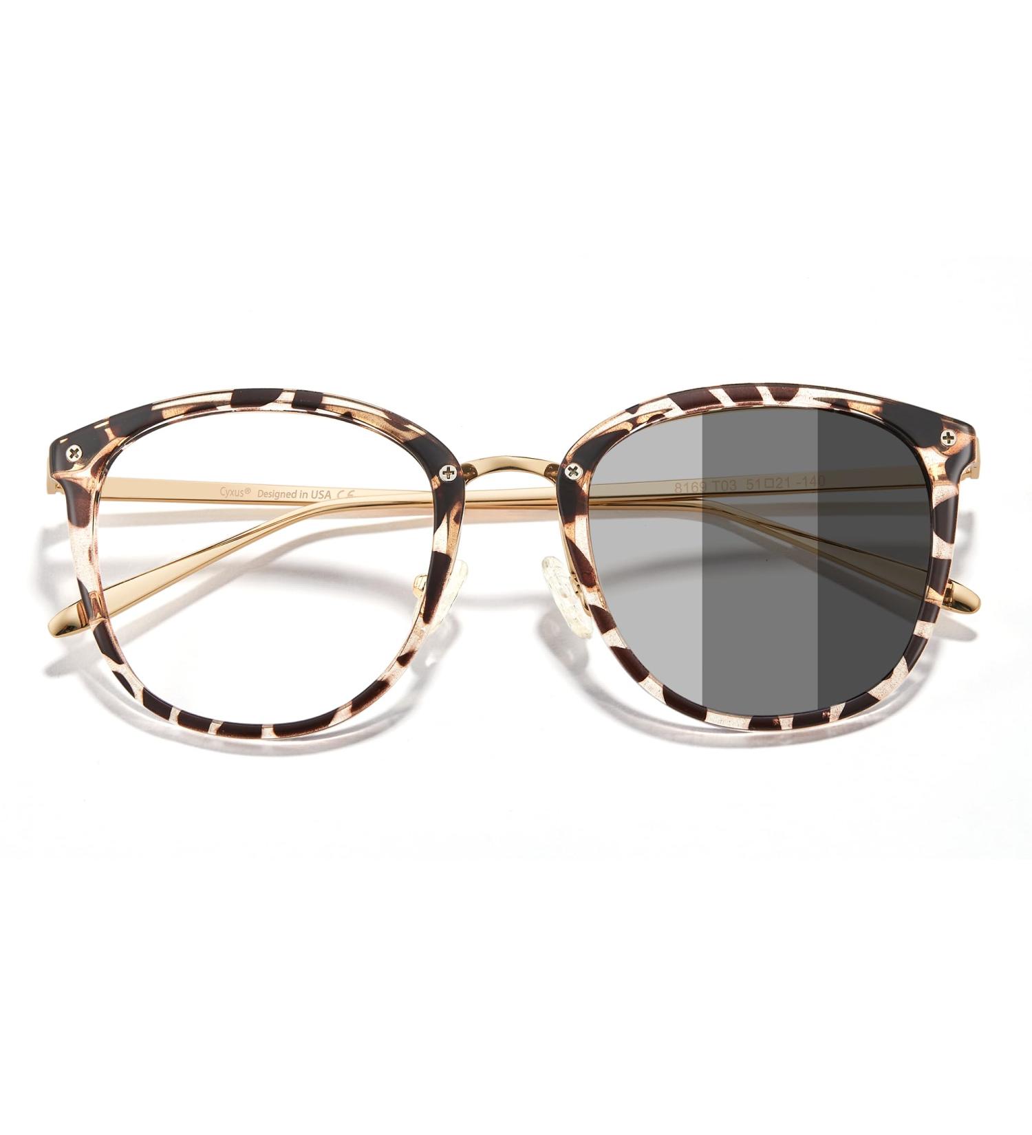 Cyxus Photochromatic Glasses - UV 400 Blue Light Filter Cat Eye Frame for Men & Women (Leopard 01-33) - Buy Online on GoSupps.com