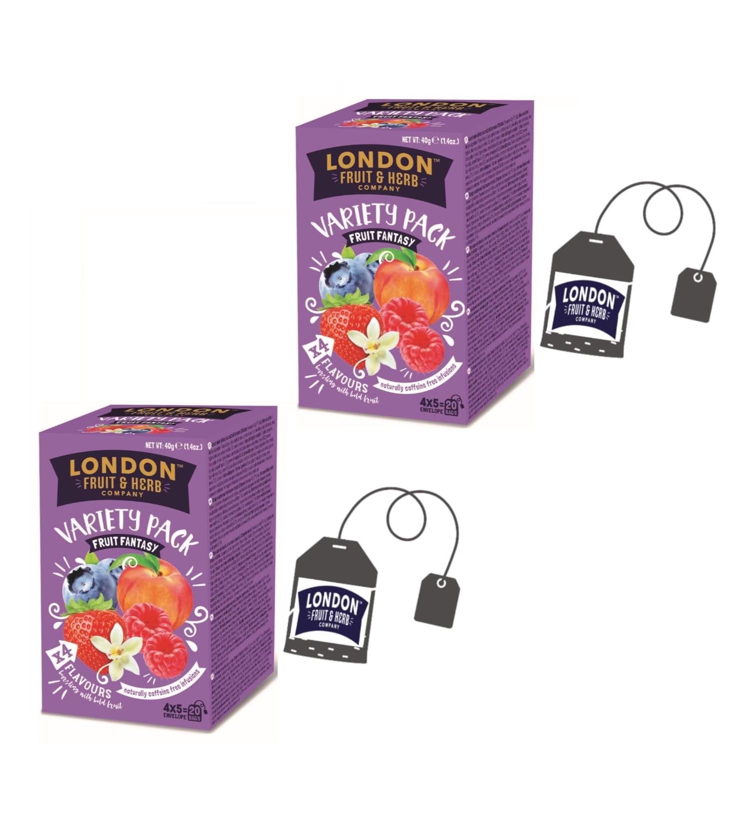  LONDON FRUIT & HERB COMPANY London Fruit | Infusions in 4 different flavors | Blueberry Strawberry Vanilla Peach Raspberry Herbal Tea | Caffeine-Free Herbal Teas - 40 Bags (80g) - Buy Online on GoSupps.com