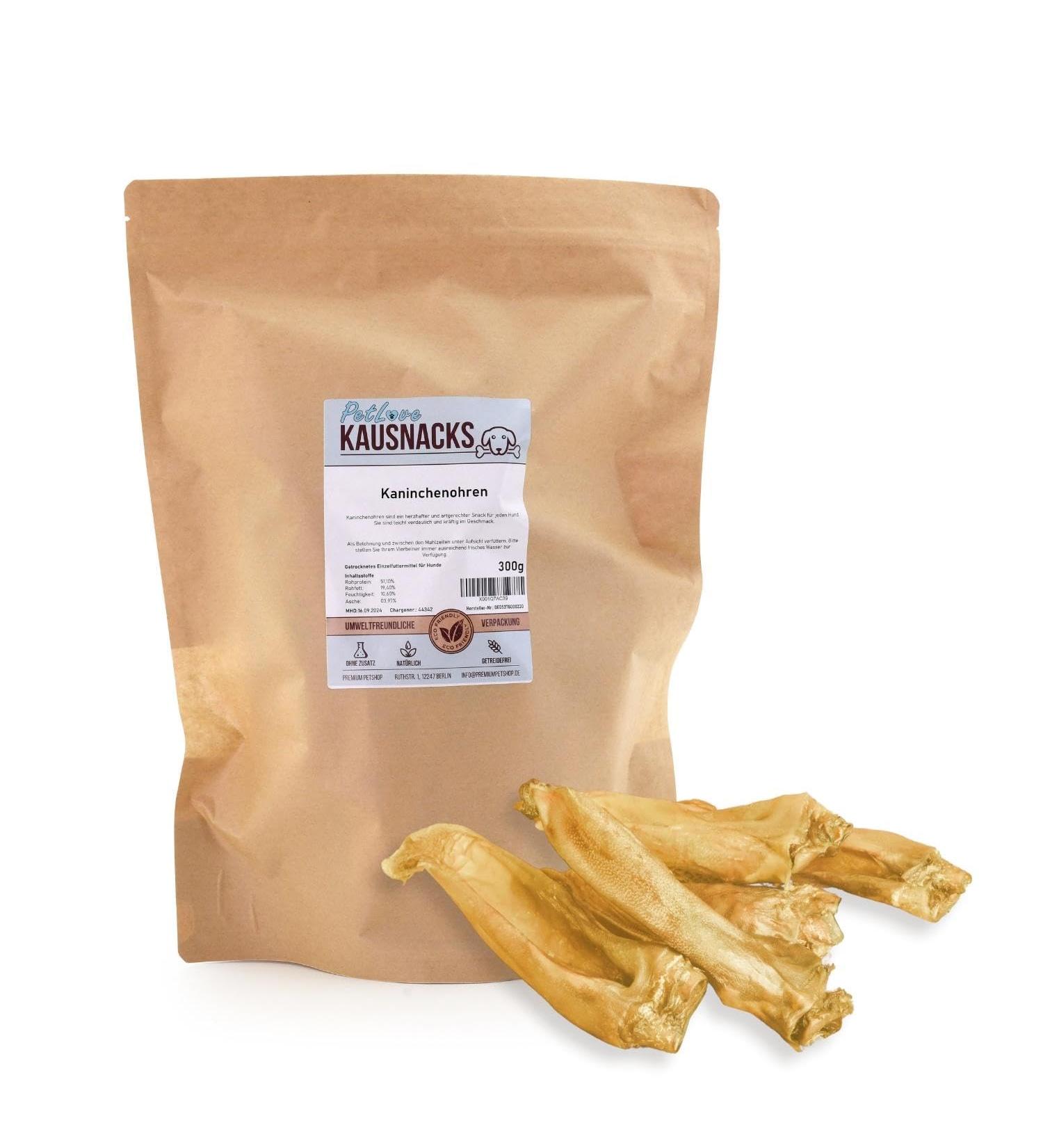 Petlove Rabbit Ears Kausnack for Dogs & Cats - 100% Natural Low-Fat Dental Treats (300g) - Buy Online on GoSupps.com