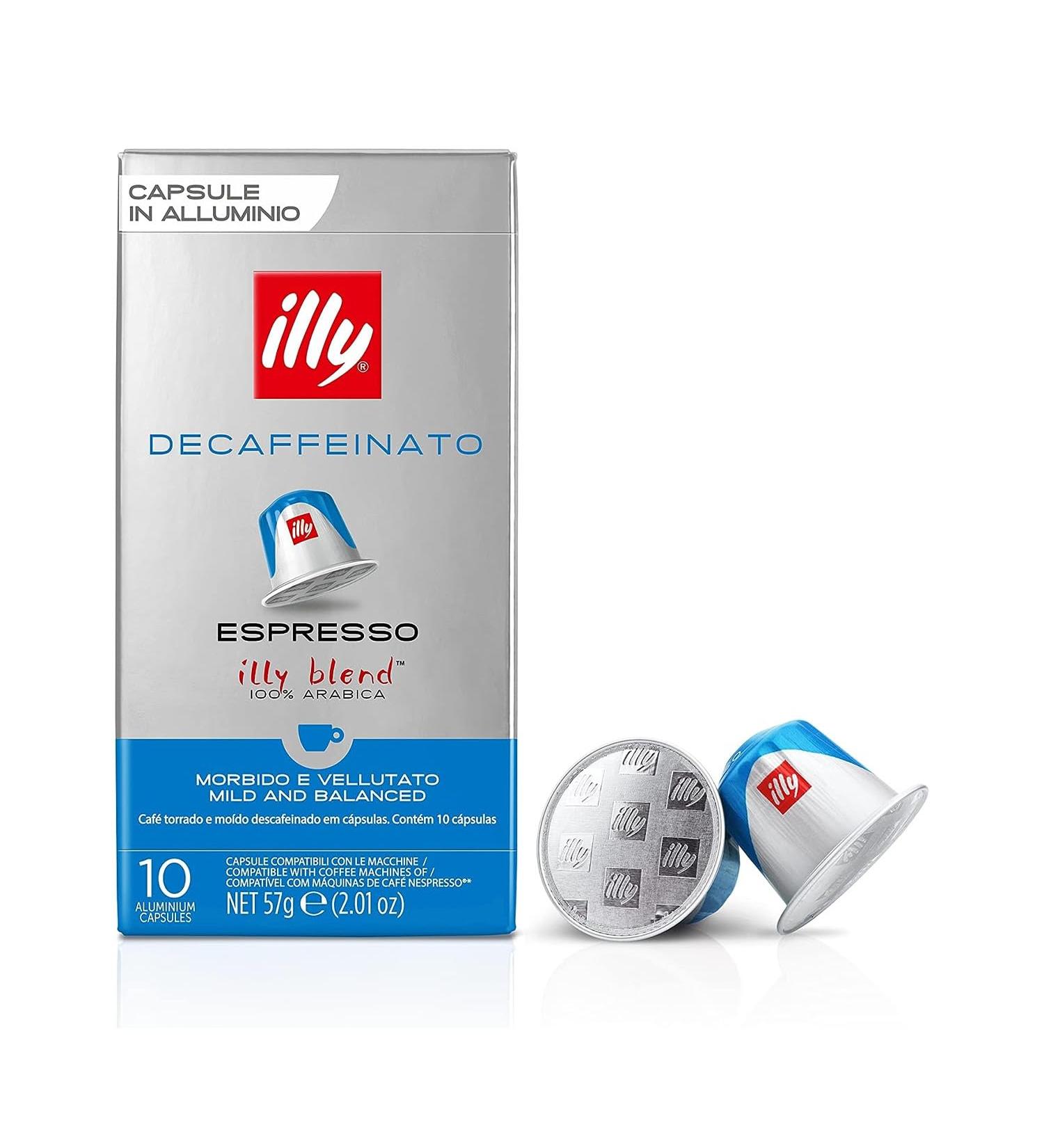Illy roasted coffee DECAFFEINATO in Nespresso Compatible Capsules - 100% Arabica - 10 cases of 10 capsules (100 capsules) - Buy Online on GoSupps.com