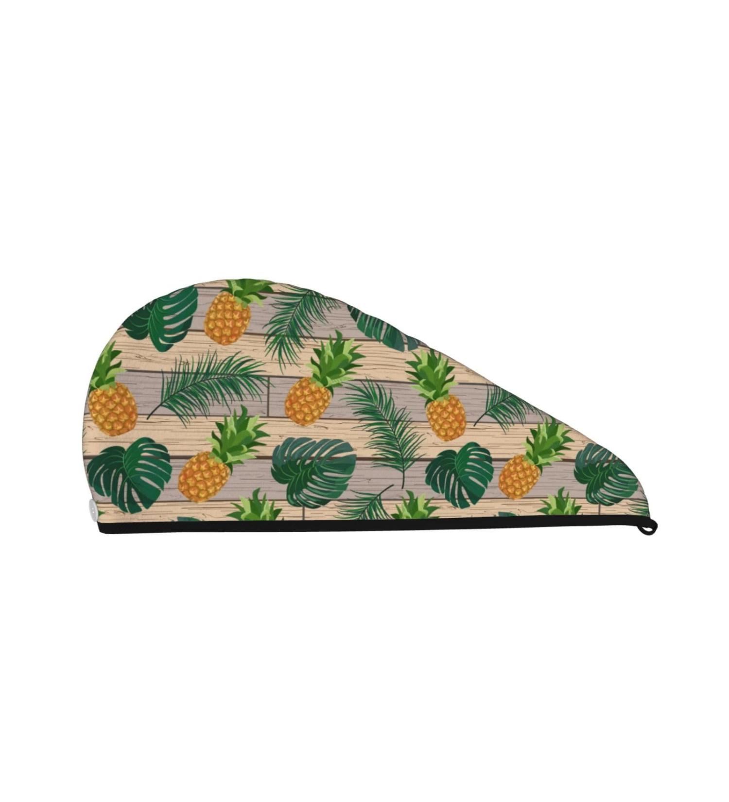 Super Absorbent Pineapple Palm Leaves Microfiber Hair Towel for Women - Quick Dry Coral Velvet Wrap for Long Curly & Thick Hair - International Shipping - Buy Online on GoSupps.com