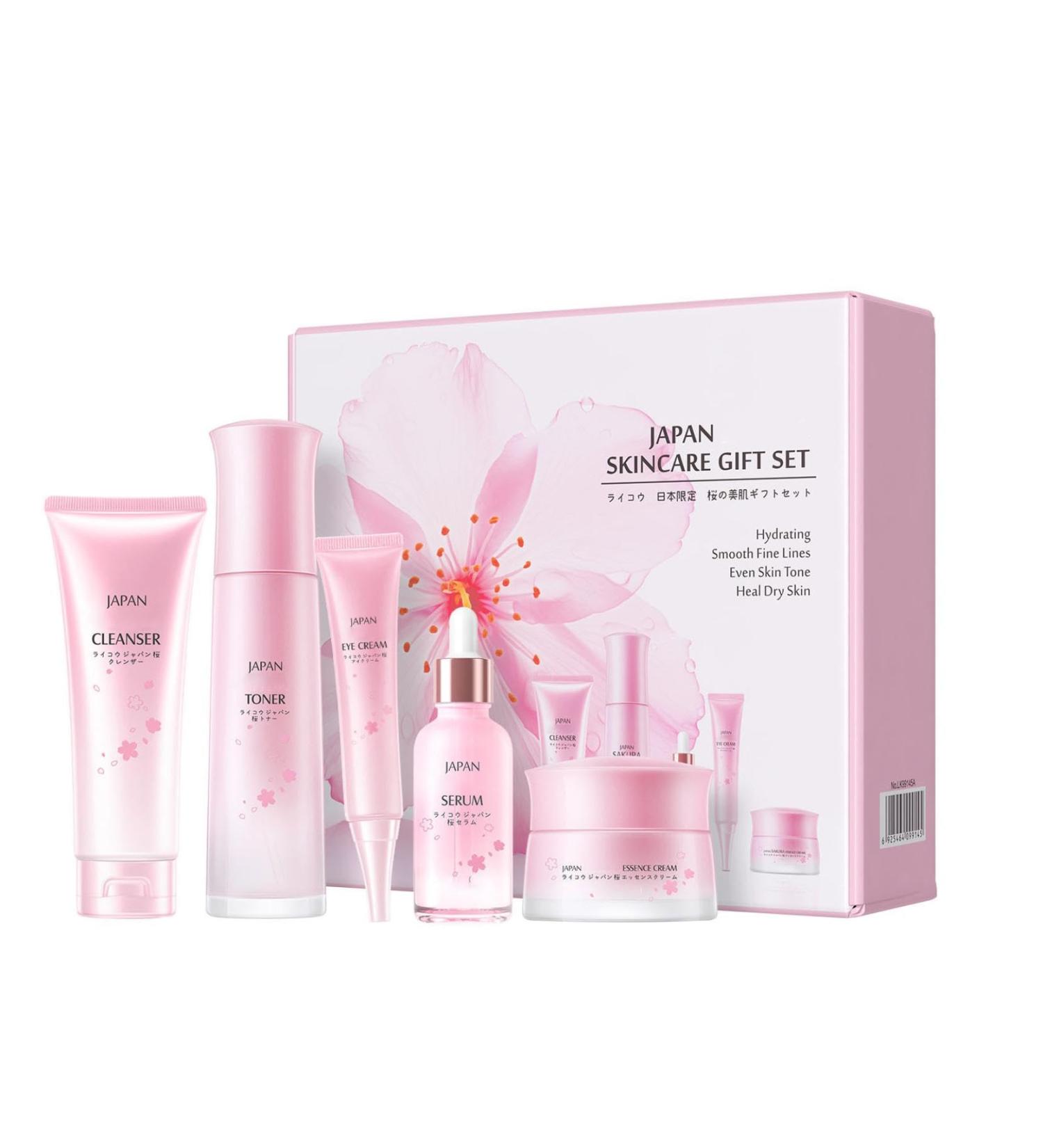 Japanese Cherry blossoms Skin Care 5-piece Set - Cleaning Eye Cream Face Cream Toner Sunscreen anti-dark circles cream eye contour cream 150ML - Buy Online on GoSupps.com