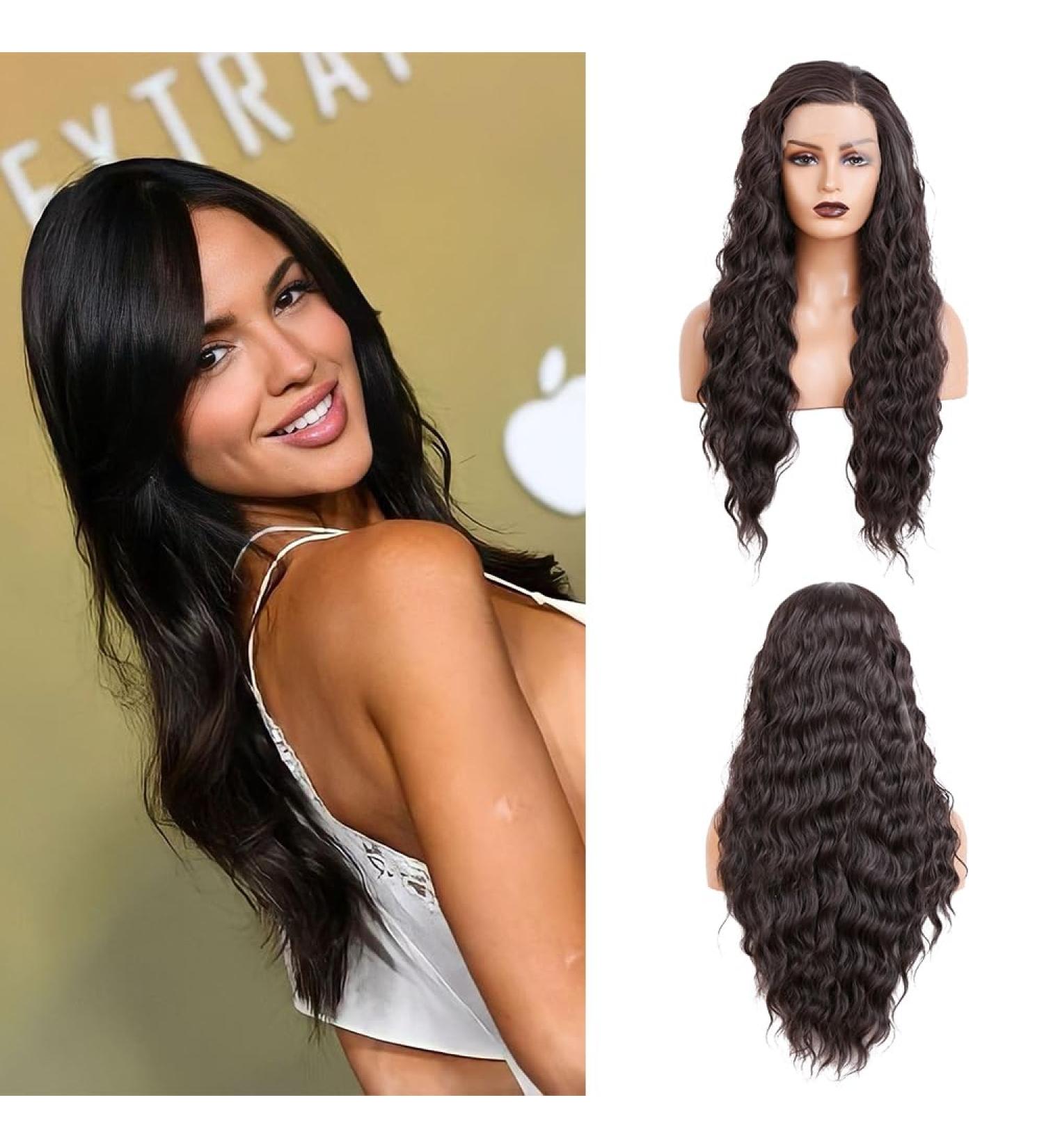 Salomezklm 24 Black Lace Front Wig | Glueless Synthetic Long Wavy Heat-Resistant Wig | Natural Baby Hair for Women - Buy Online on GoSupps.com