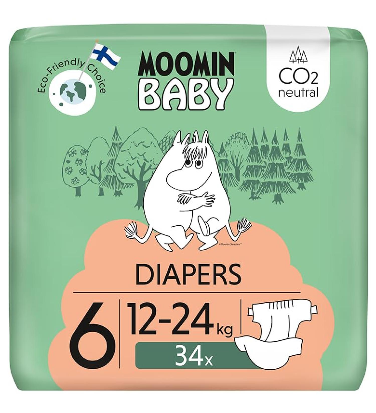 Muumi Baby ko Diapers Size 6 (12-24 kg) - Soft Breathable & Chemical-Free 34 Pieces - Buy Online on GoSupps.com