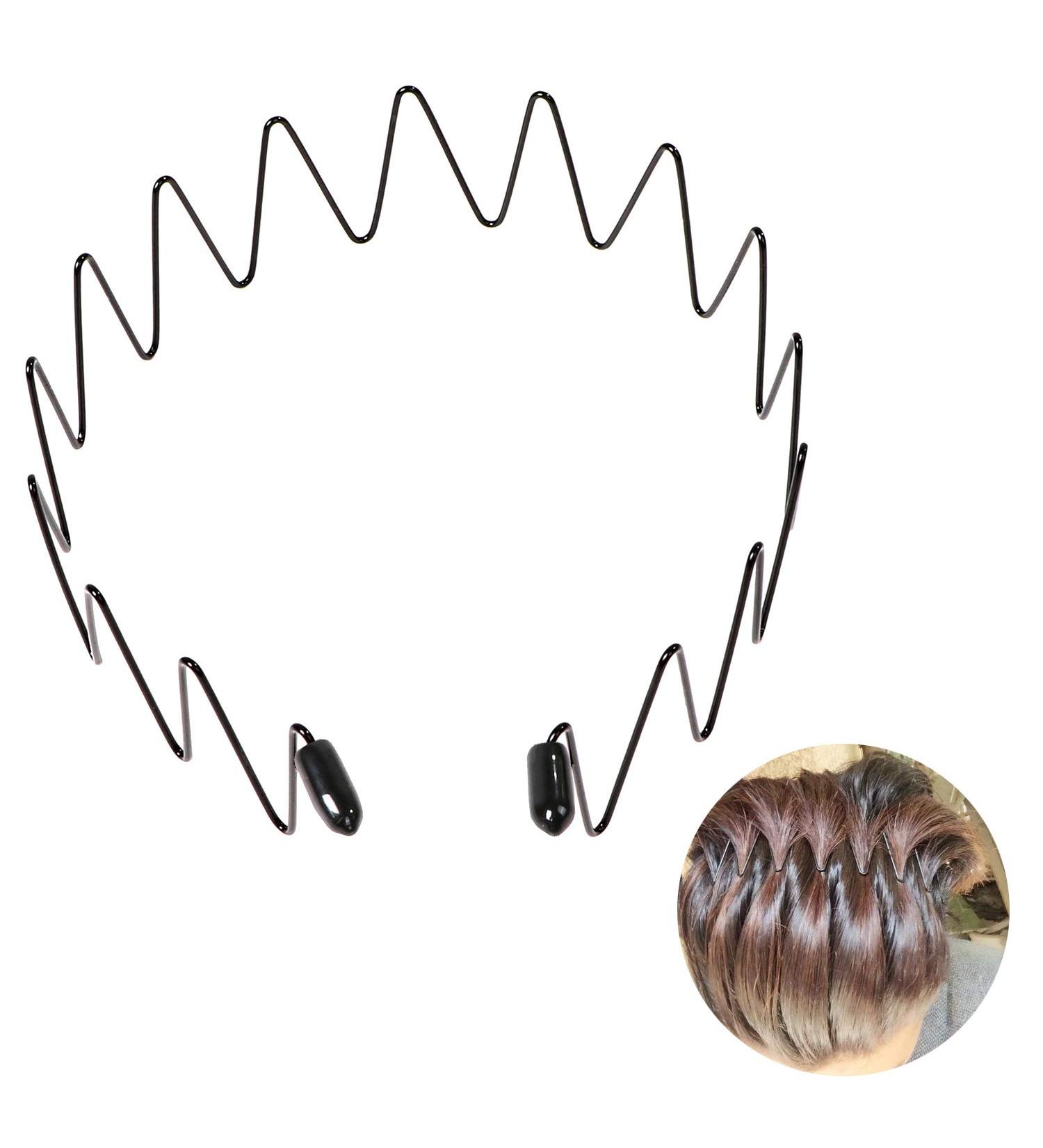 Men's Slicked Back Headband Outdoor Sports Fashion Pigtail Hair Band/Never Paint-shedding Metal Head Buckle Clip for Mens Long Hair Braid and other Hair Styles - Spring Wave - Buy Online on GoSupps.com