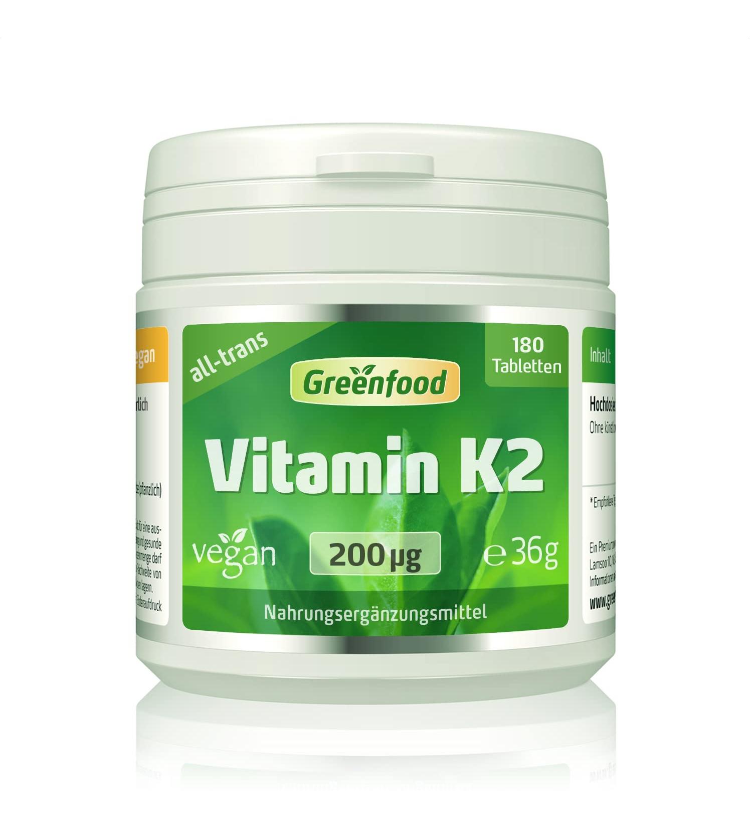 Vitamin K2 (MK7 All-Trans) 200 g - High-Dose Vegan Tablets for Blood Clotting & Bone Health - 180 Tablets No Additives Non-GMO - Buy Online on GoSupps.com