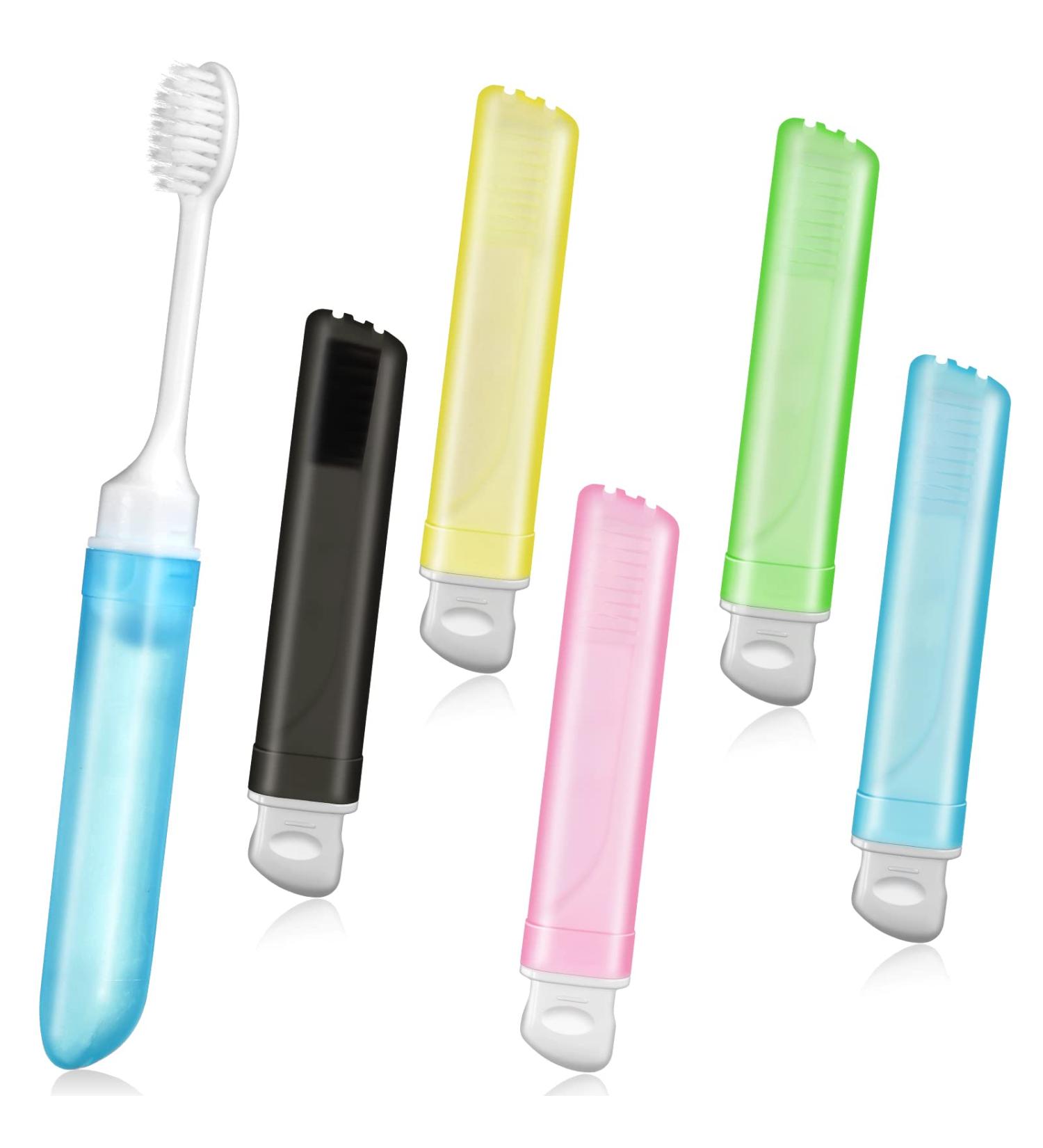 Folding Travel Toothbrush Set with Case - Soft Bristles, Portable for Camping, Hiking, Business Trips - 5 Colors - Buy Online on GoSupps.com