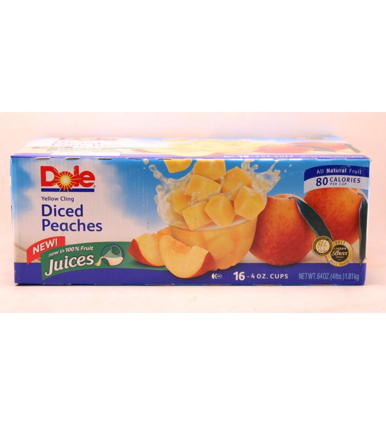 Dole Yellow Cling Diced Peaches (16 - 4 oz cups) now in 100% fruit juices