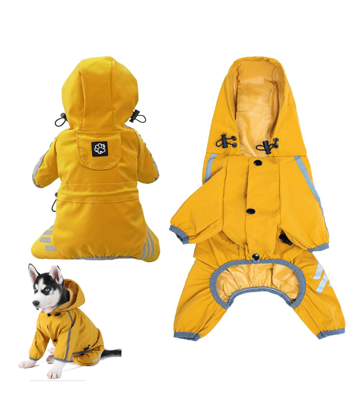 Buy Waterproof Dog Raincoat Adjustable Puppy Rain Jacket with Hood Reflective & Perfect for Small Dogs - Buy Online on GoSupps.com