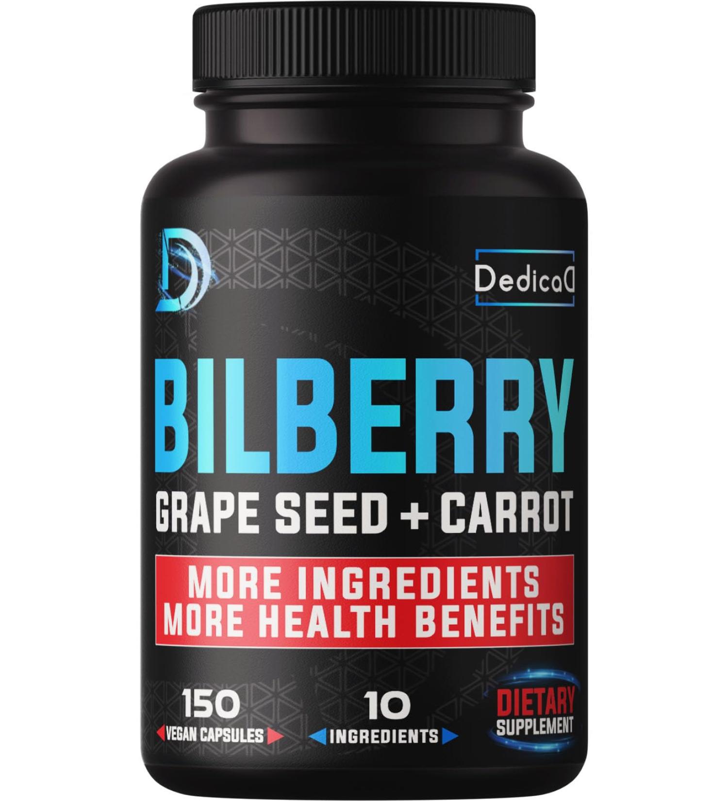 20:1 Bilberry Extract Capsules - 5 Month Supply - Support Eyes, Vision & Heart Health - 10in1 Plus Grape Seed, Carrot, Elderberry, Eyebright & Others - 150 Counts 150 Count (Pack of 1) - Buy Online on GoSupps.com