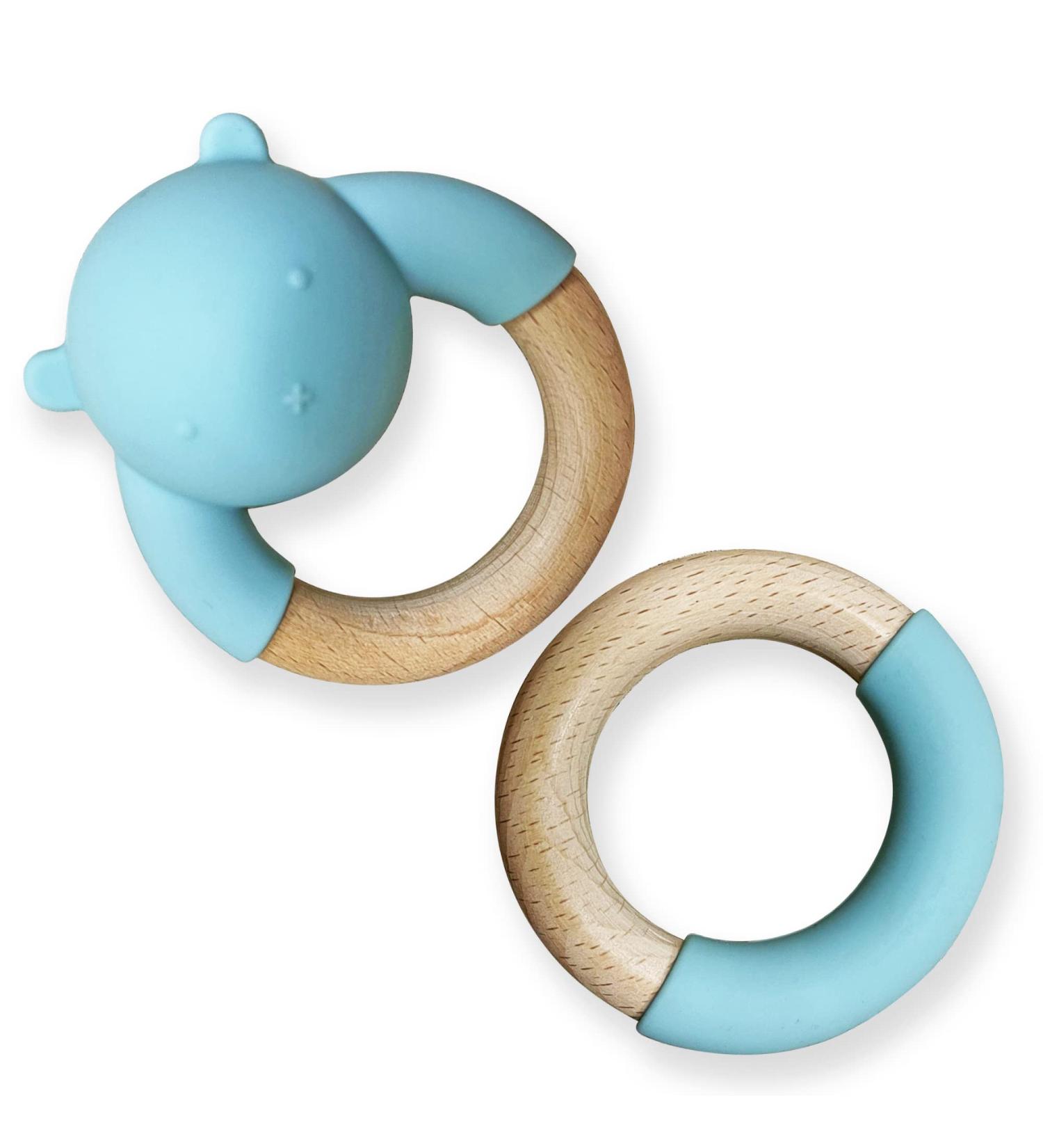 Generic Teething Toy for Babies 6-12 Months - Beech Wood Baby Teether Ring - Silicone Teether for Boys and Girls 4 Months and Up - Buy Online on GoSupps.com