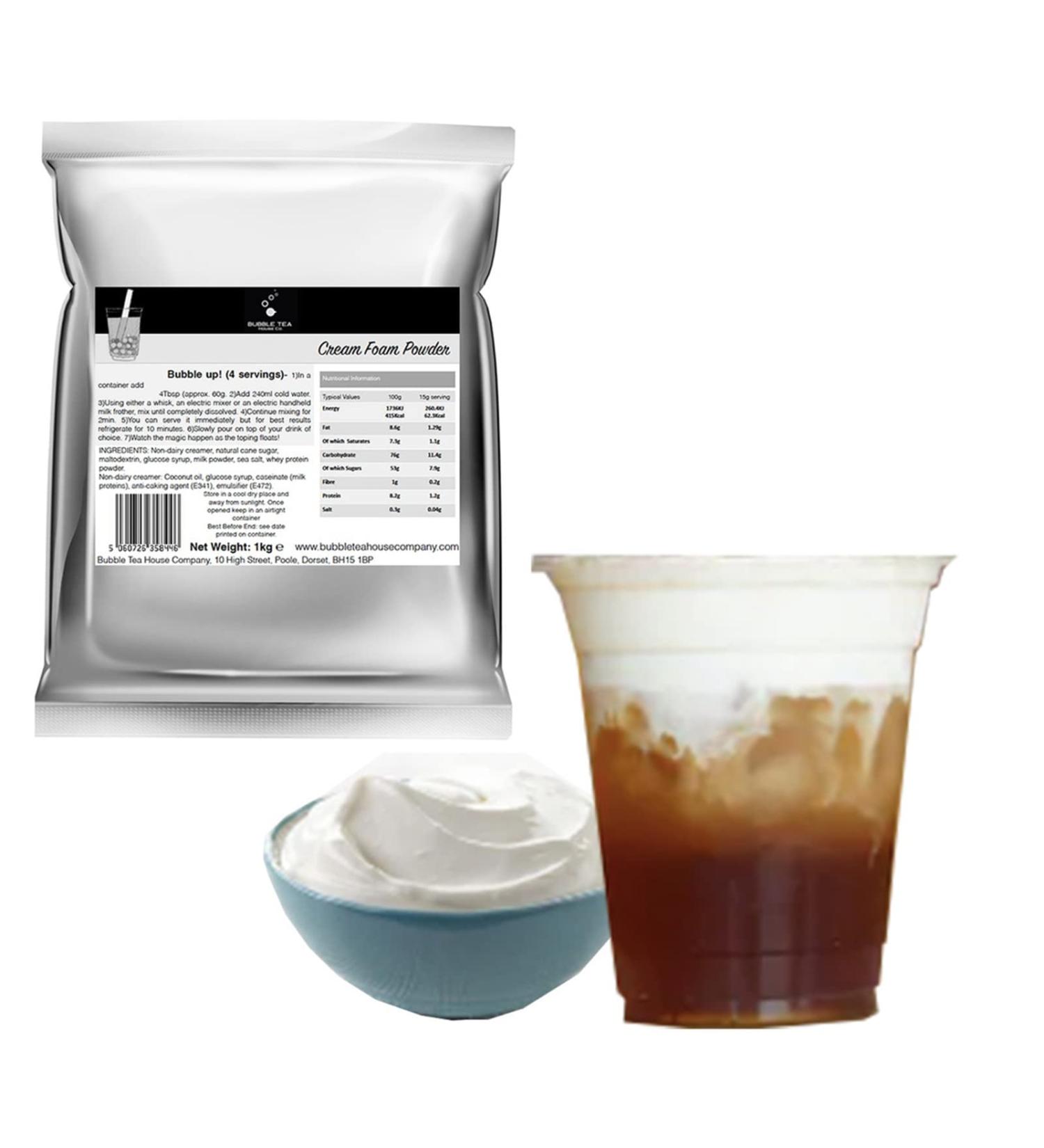 Bubble Tea Cream Foam Powder 1kg Pack Tea Coffee & Dessert Drinks Whipping Tea Cream Powder Caffeine Free & Cream Powder - Buy Online on GoSupps.com