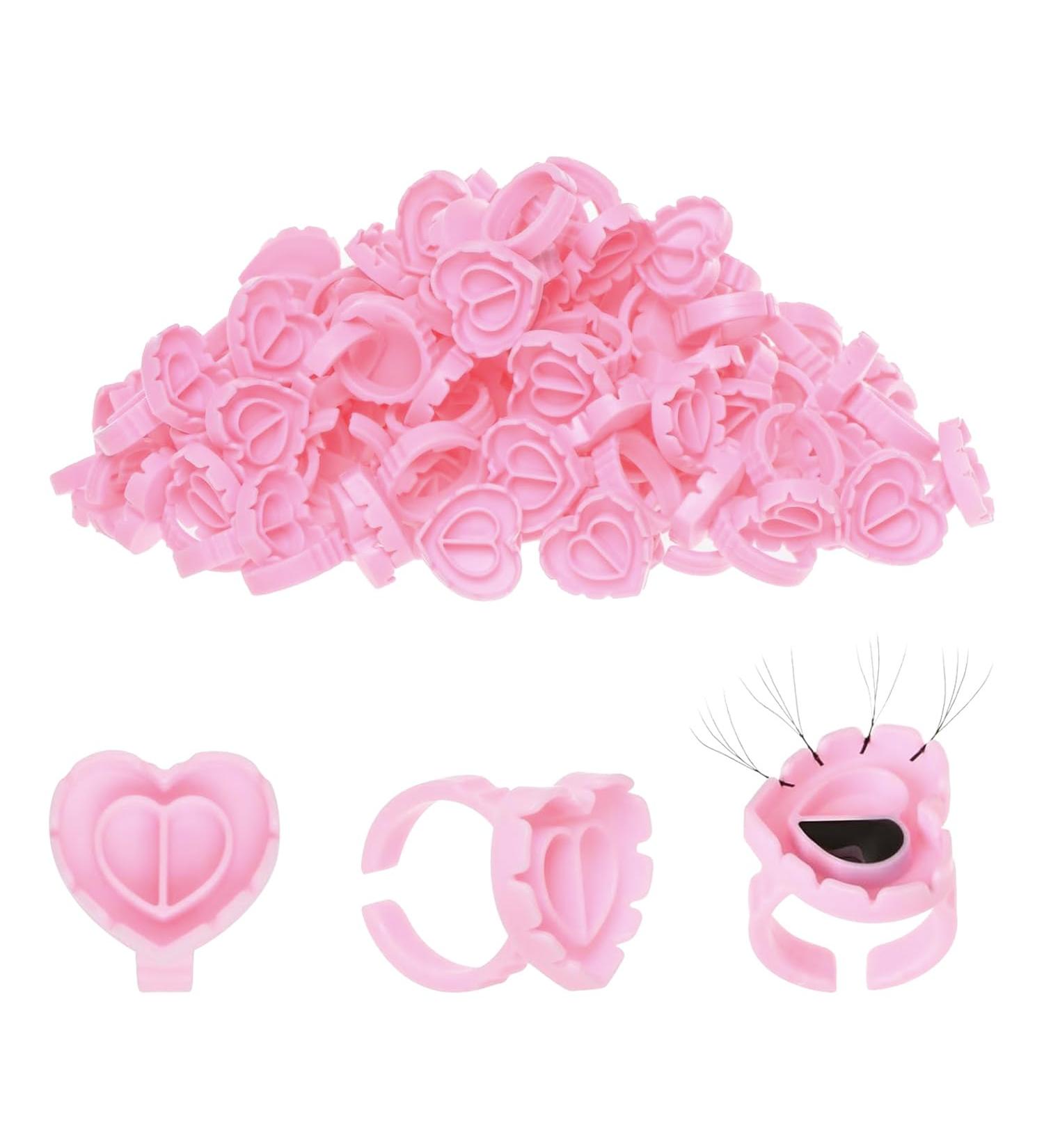 Studio Limited Eyelash Extension Glue Ring - 200 PCS Disposable Heart Shape Cups for Lash Fans & Blossoms - Pink Volume Lashes Supplies - Buy Online on GoSupps.com
