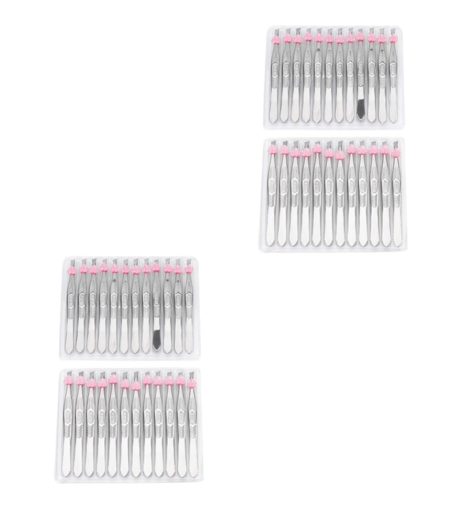 Frcolor 48 STK Tweezers Set | Stainless Steel Hair Removal Tweezers for Women | Sloping & Pointed Styles with Heart Button - Buy Online on GoSupps.com