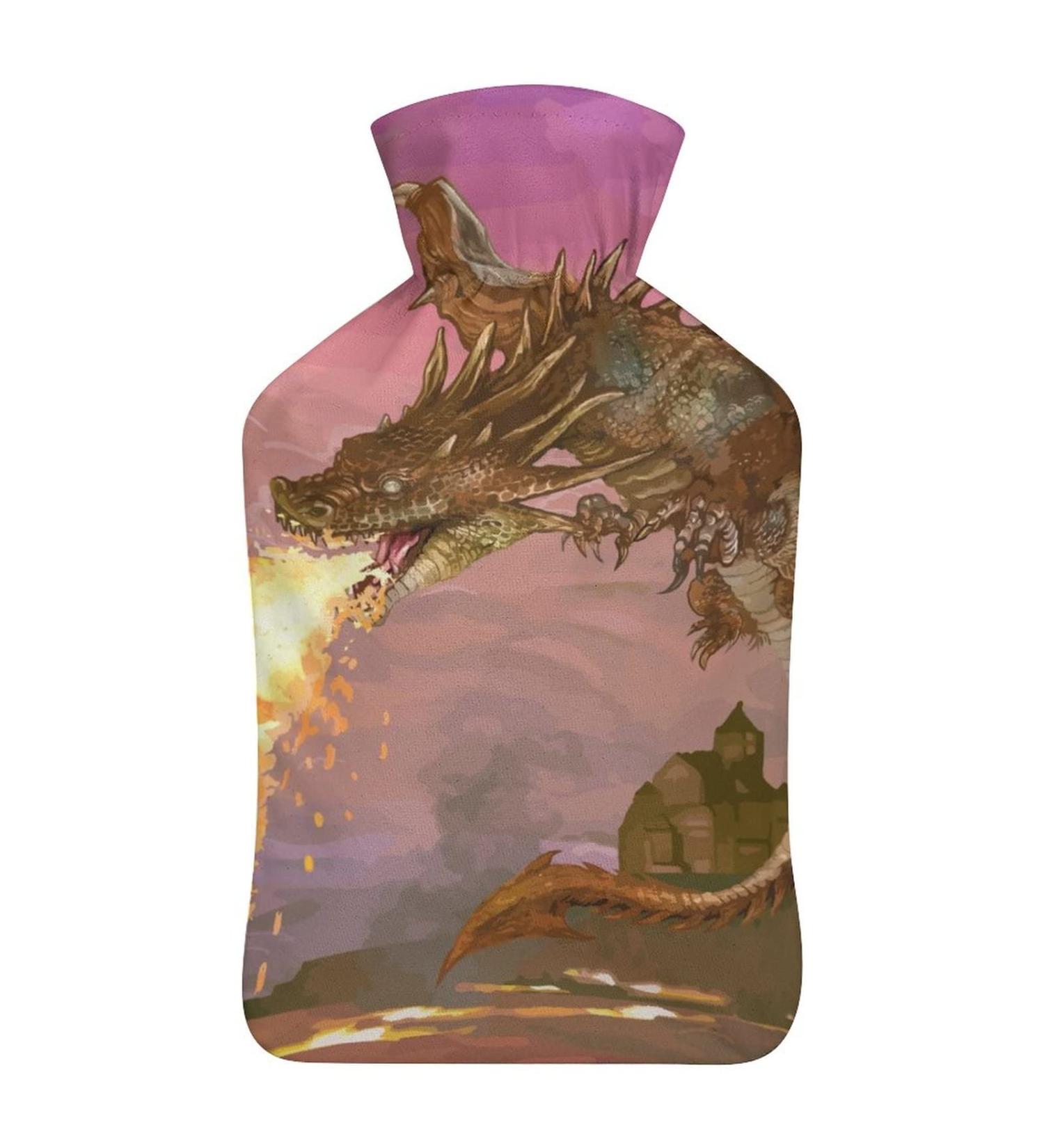 Dragon Hot Water Bottle with Plush Cover - Hand Warmer for Adults & Children | 26.5x15.3cm - International Shipping Available - Buy Online on GoSupps.com