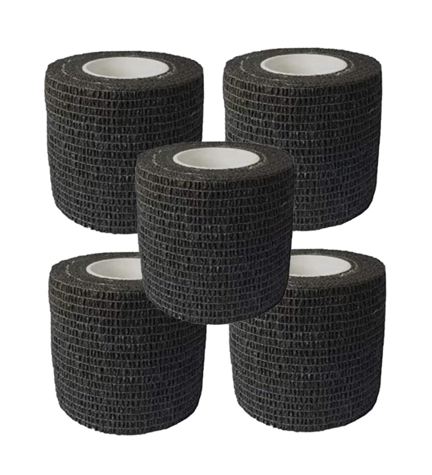 Yeory Flexible Cohesive Bandage - Self-Adhesive Waterproof Wound Dressing (5pcs) - 4.5m x 5cm - Black - Buy Online on GoSupps.com