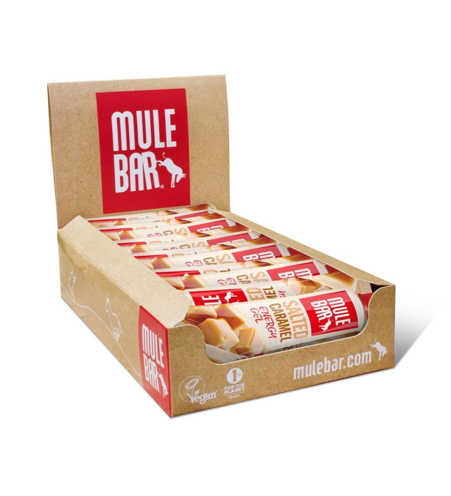 MULEBAR - Box of 24 Energy Gels - Salted Caramel - Tasty - 2IN1 - Pure or Diluted Gel - Easy to Digest - 100% Natural and Gluten Free - 37gr - Buy Online on GoSupps.com