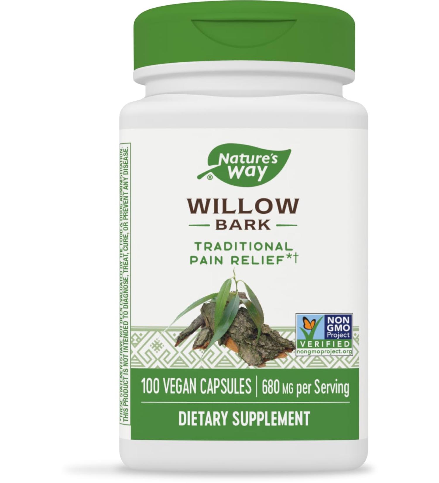 Buy Nature's Way Willow Bark - Non-GMO 680mg 100 Vegan Capsules for Occasional Discomfort Relief - International Shipping Available - Buy Online on GoSupps.com