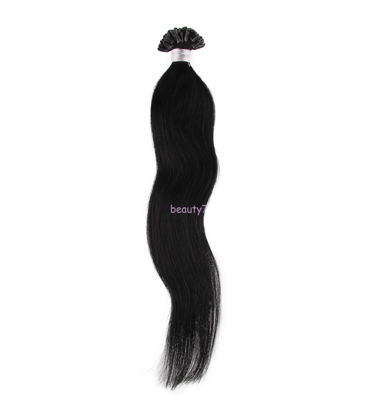Beauty7 50 STK U-Tips 100% Remy Real Hair Extensions - 24 Inch #1 Black - 60cm Bonding Strands - Buy Online on GoSupps.com