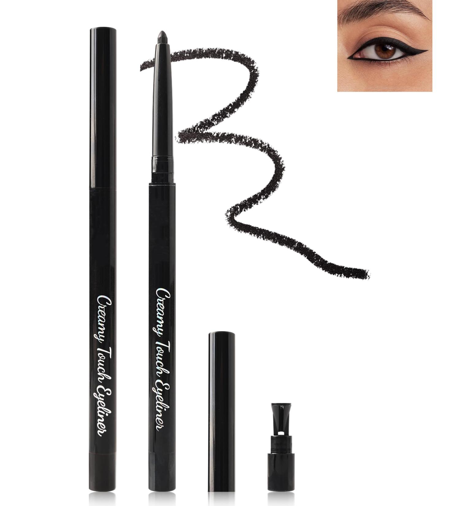 Black Eye Liner Pencils for Older Women Long Lasting Waterproof Smudge-Proof Gel Eyeliner Pencil Matte Cream Retractable Smooth Eyeliner Waterline Built in Sharpener Eye Liner Makeup Stick for Women 01# Black - Buy Online on GoSupps.com