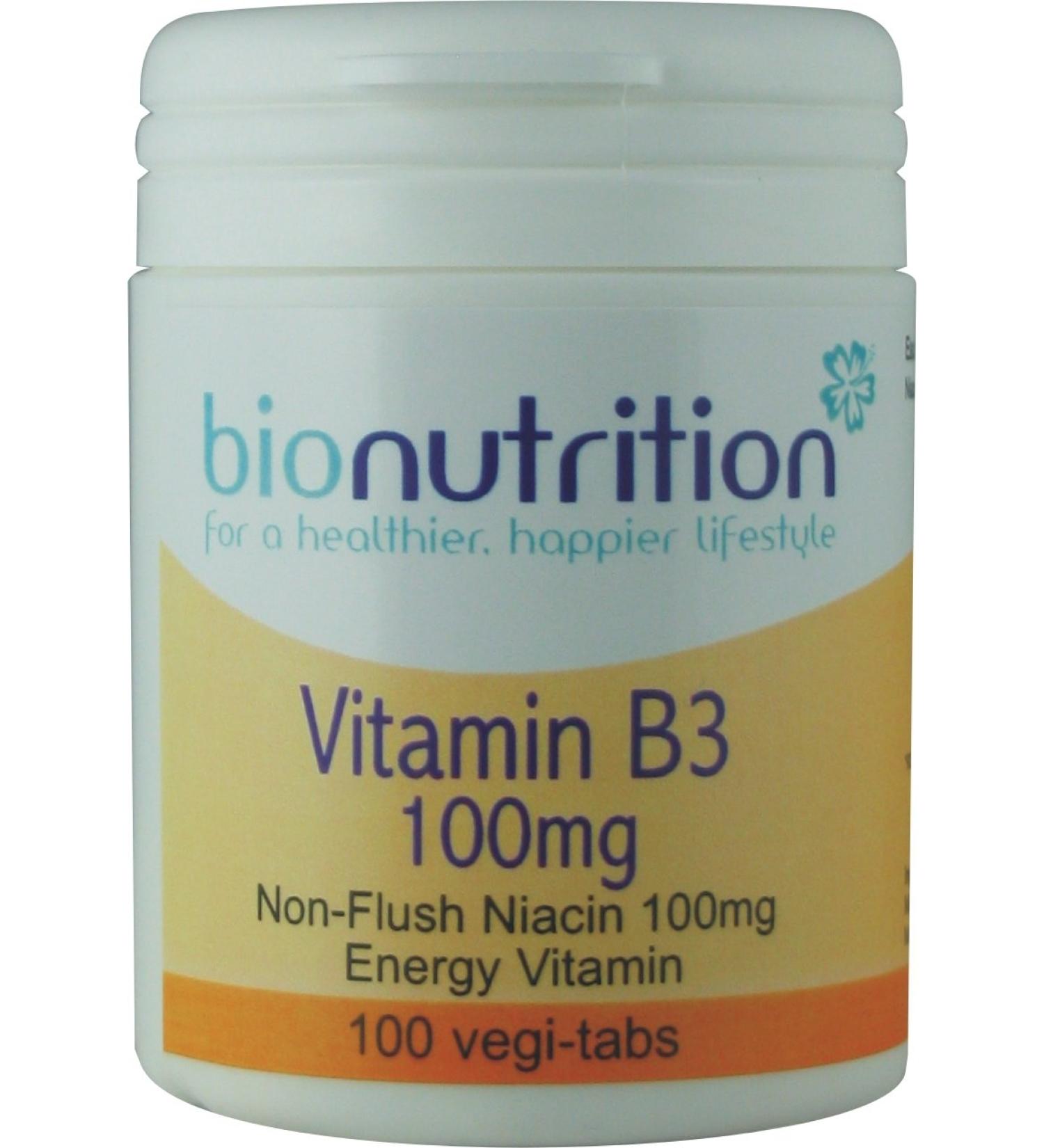 Bio Nutrition Vitamin B3 100mg : Energy and Performance Vitamin : 100 vegi-tabs
